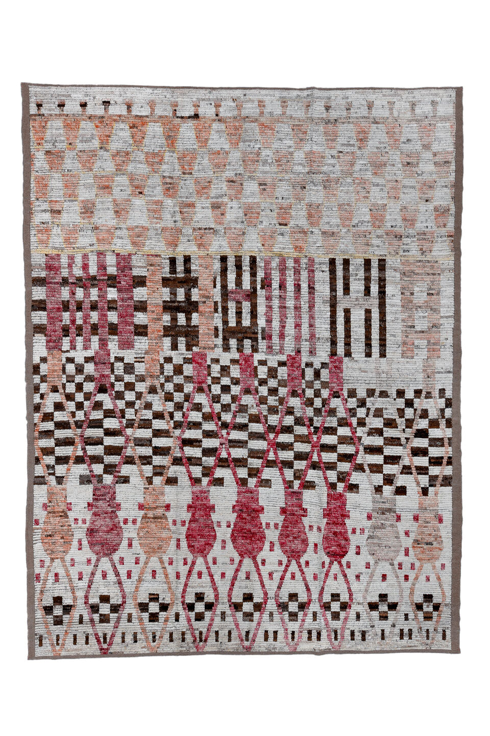 9' x 11' one-of-a-kind handmade vintage Tulu large size rug. Color palette: black, brown, dark gray, dim gray, gainsboro