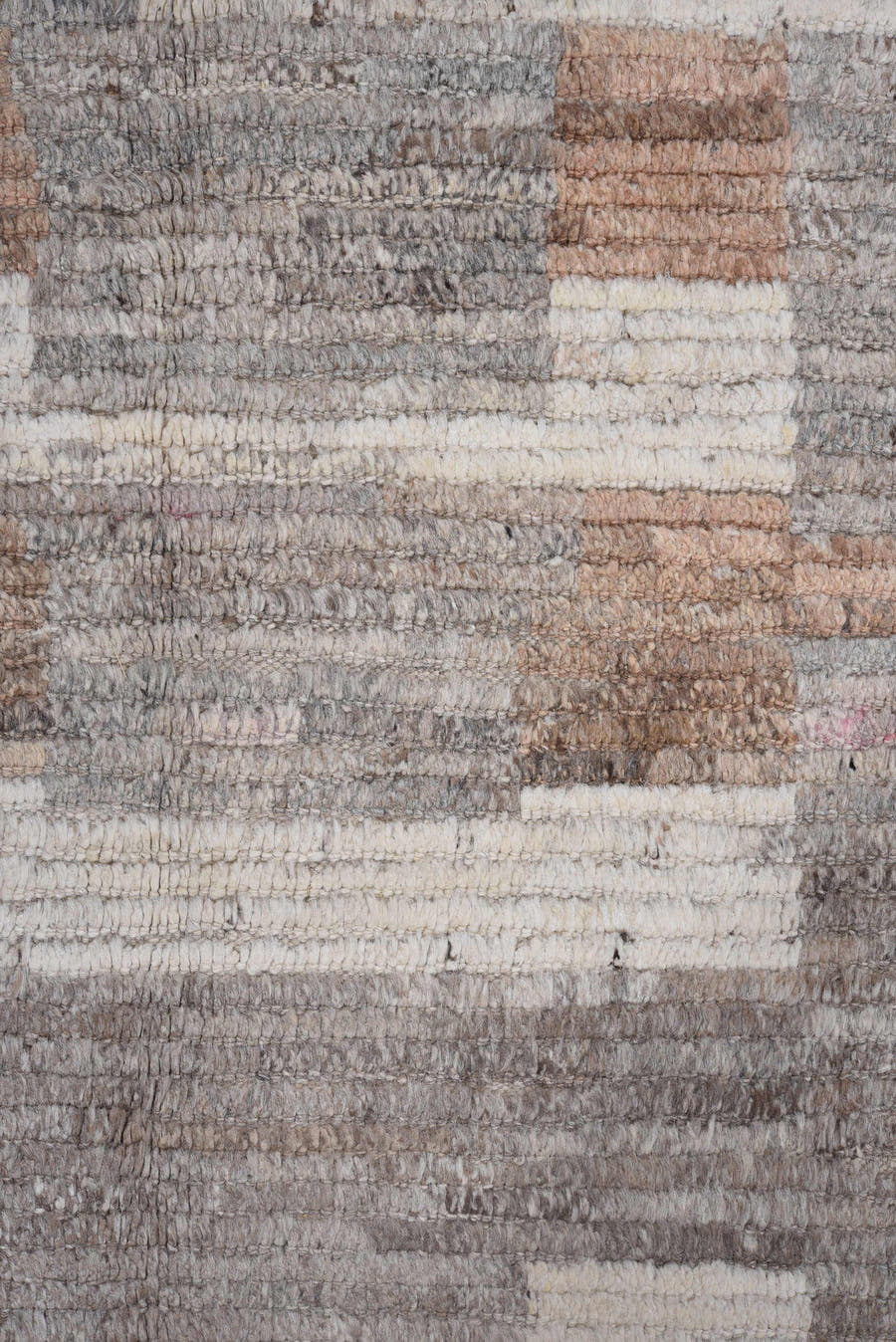 10' x 14' one-of-a-kind handmade vintage Tulu large size rug. Color palette: gray, ivory, taupe, camel, charcoal, beige