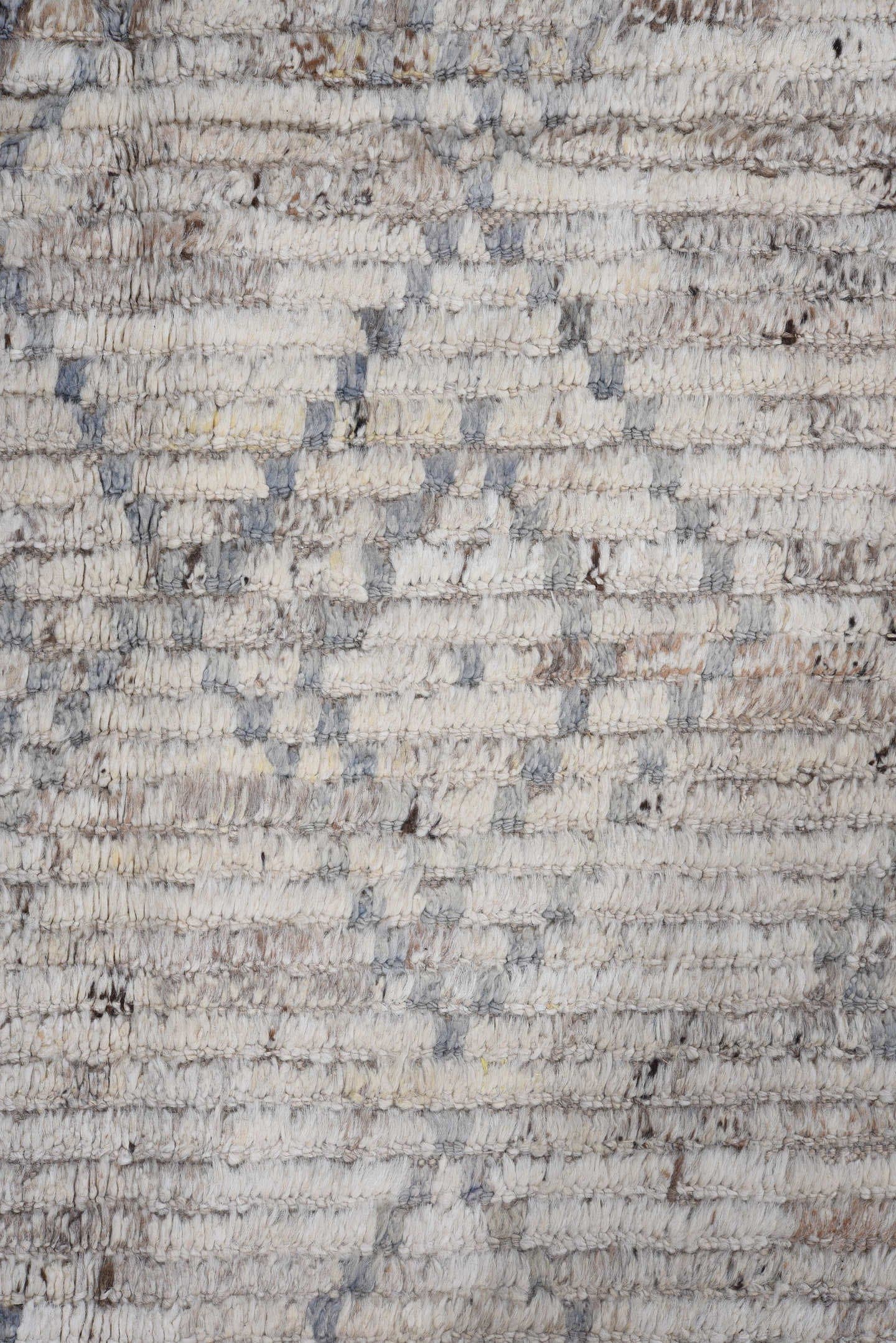 9' x 11' one-of-a-kind handmade vintage Tulu large size rug. Color palette: ivory, blue, gray, charcoal, slate, black