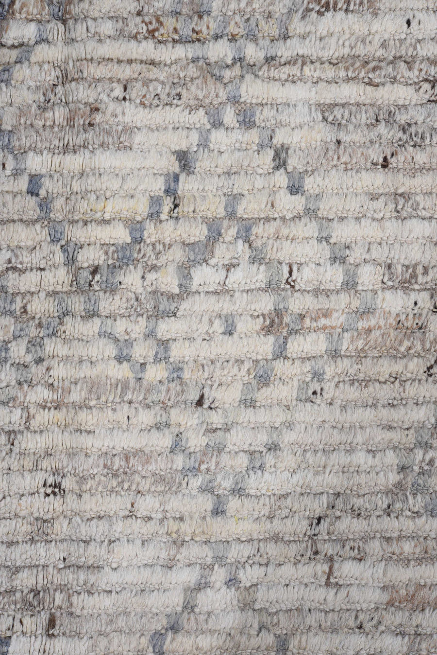 9' x 11' one-of-a-kind handmade vintage Tulu large size rug. Color palette: ivory, blue, gray, charcoal, slate, black