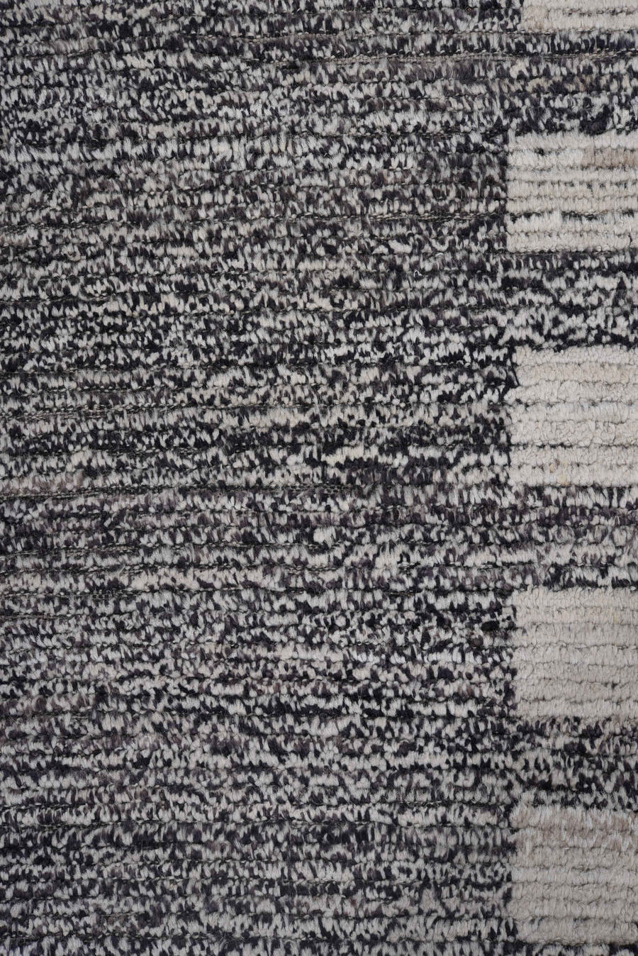 7' x 11' one-of-a-kind handmade vintage Tulu large size rug. Color palette: charcoal, ivory, gray, black