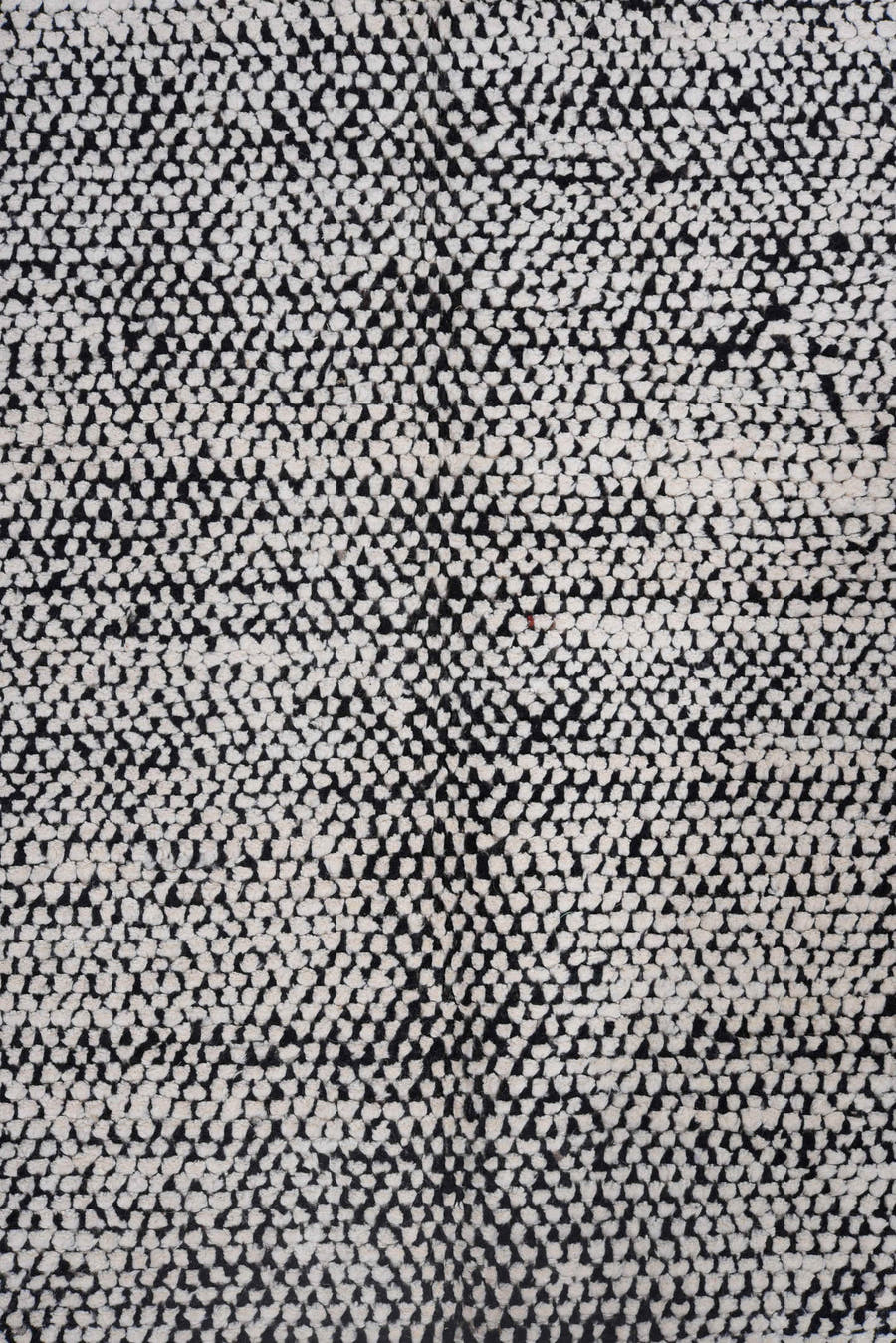 6' x 8' one-of-a-kind handmade vintage Tulu medium size rug. Color palette: ivory, charcoal, gray, cream, taupe, black