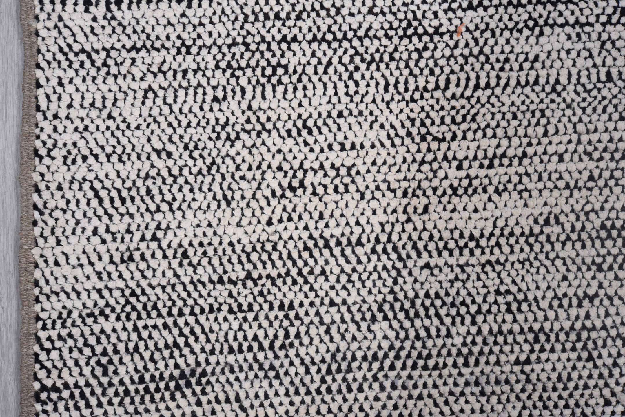 6' x 8' one-of-a-kind handmade vintage Tulu medium size rug. Color palette: ivory, charcoal, gray, cream, taupe, black