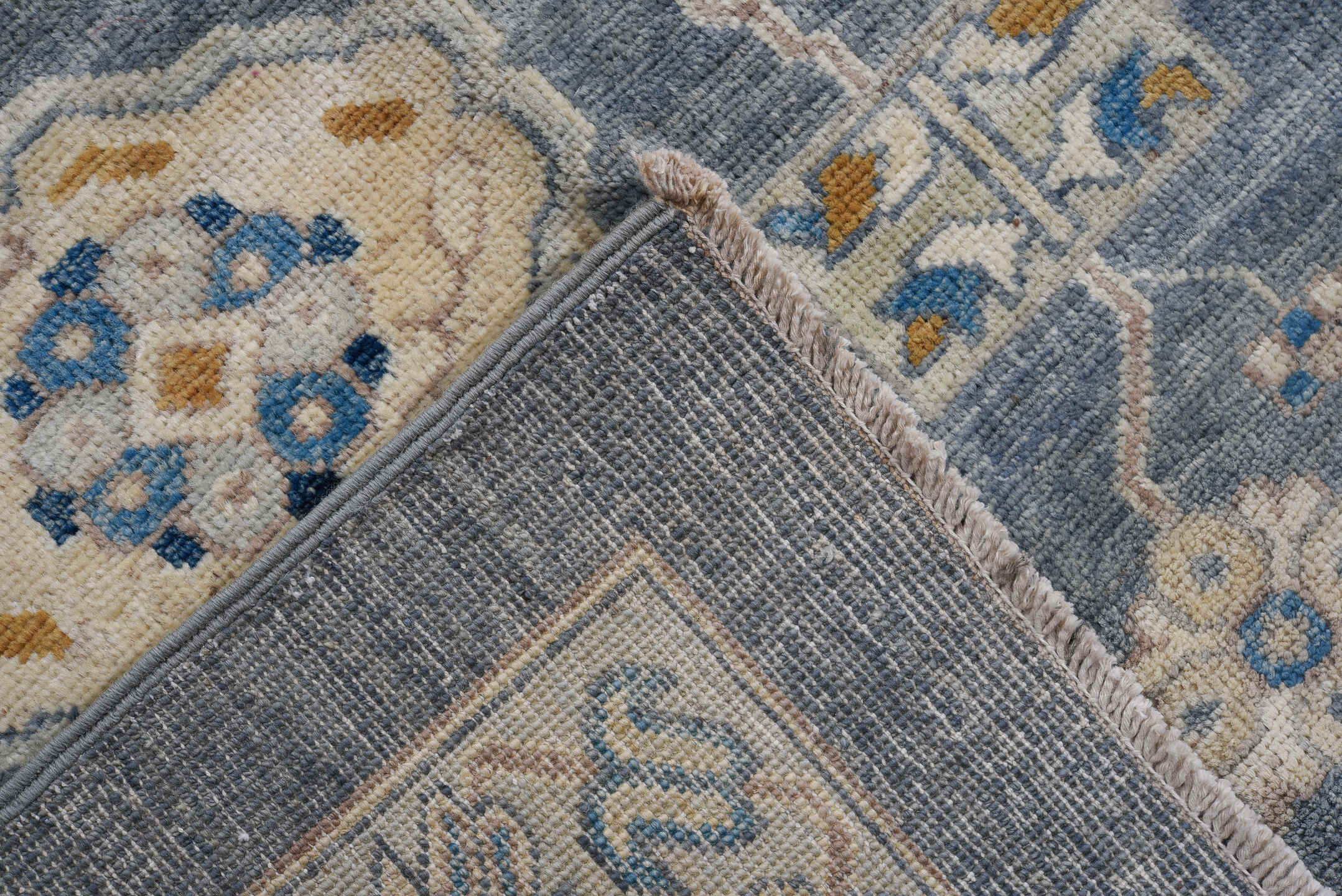 10' x 12' one-of-a-kind handmade vintage Afghan large size rug. Color palette: blue, ivory, gray, beige, camel, navy