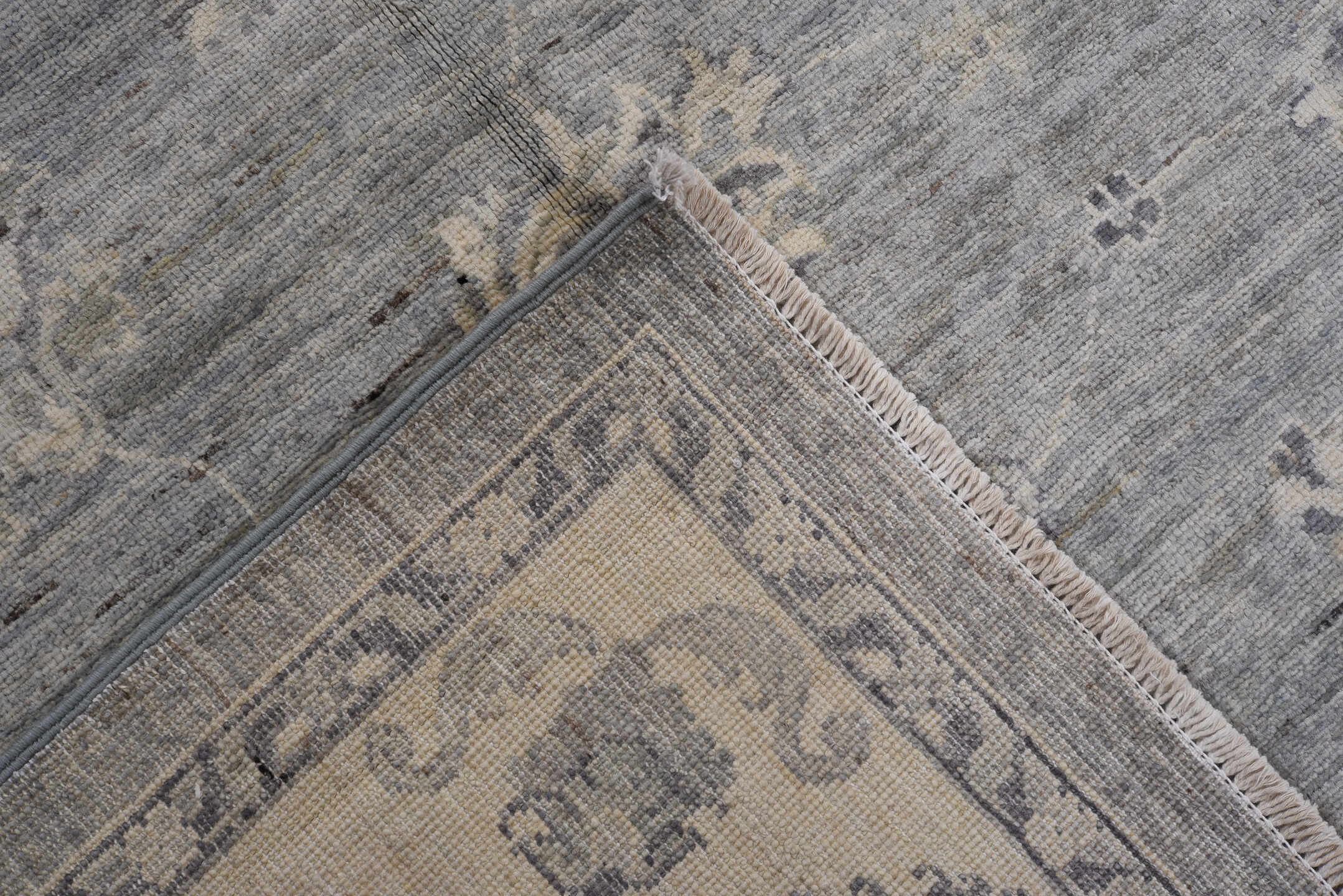 6' x 10' one-of-a-kind handmade vintage Afghan large size rug. Color palette: slate, ivory, silver, taupe, charcoal, gray