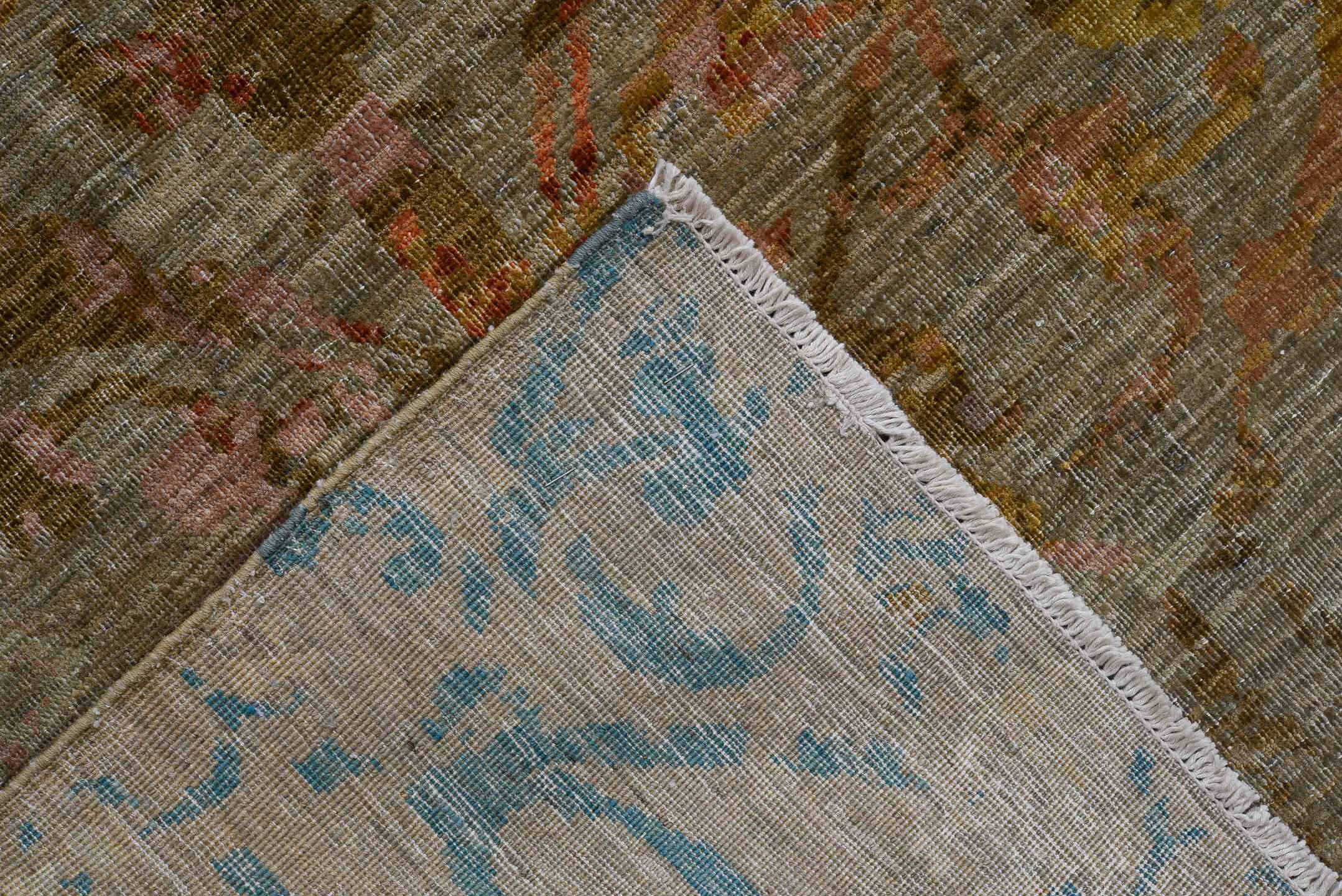 10' x 14' one-of-a-kind handmade vintage Afghan large size rug. Color palette: taupe, olive, gold, crimson, turquoise, rose