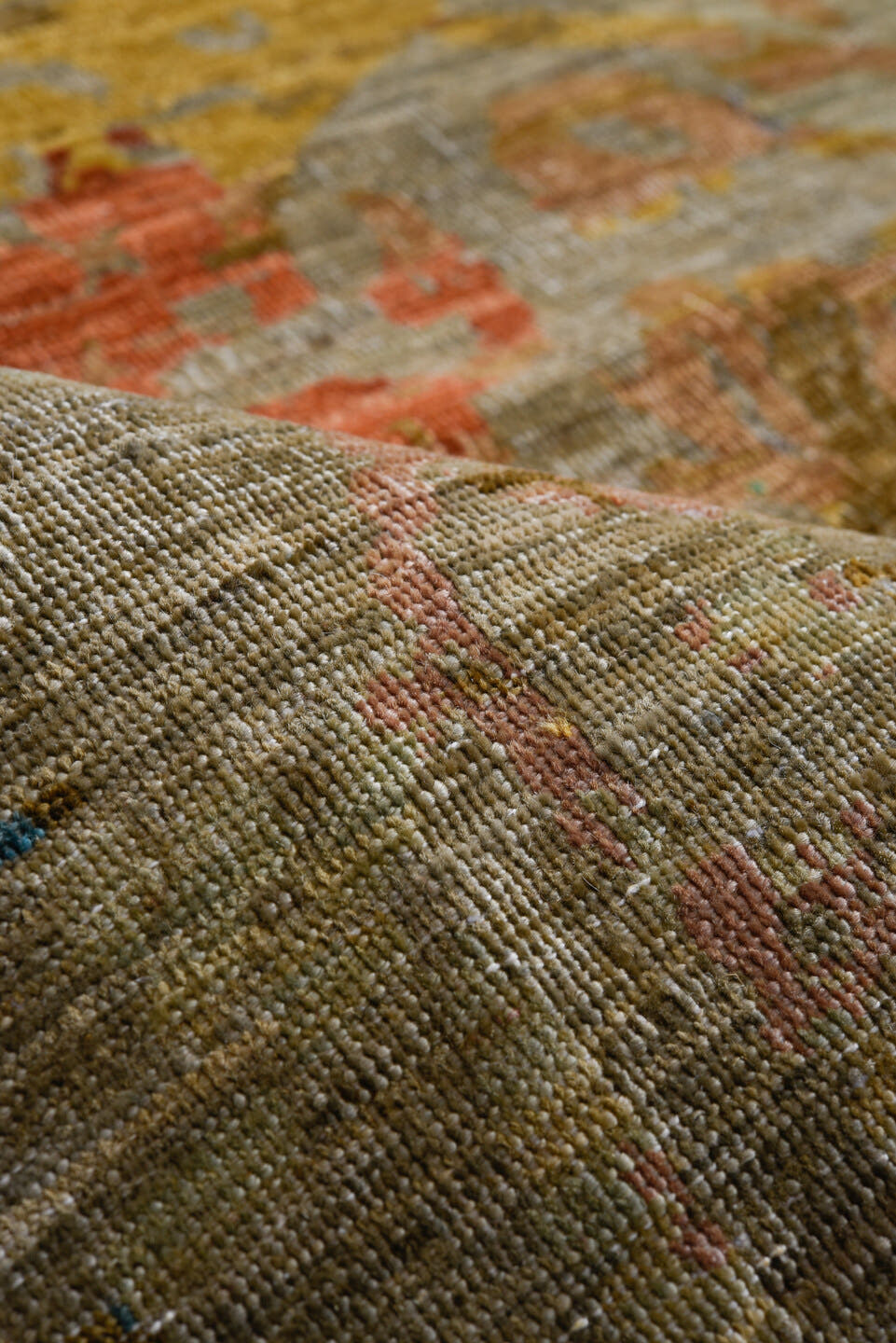 10' x 14' one-of-a-kind handmade vintage Afghan large size rug. Color palette: taupe, olive, gold, crimson, turquoise, rose