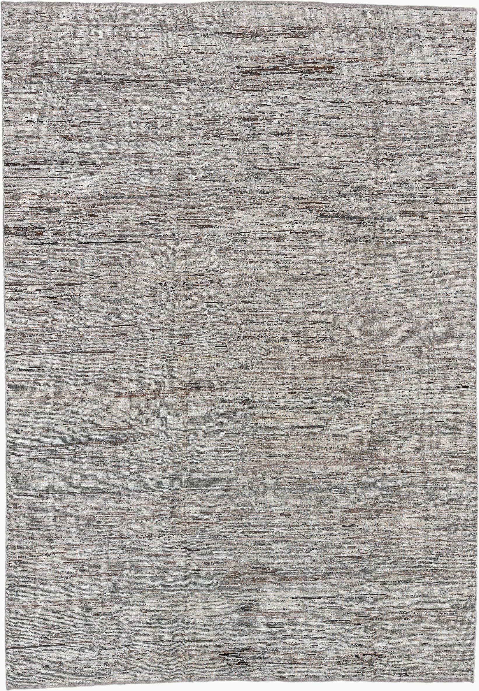 8' x 12' one-of-a-kind handmade vintage Tulu large size rug. Color palette: ivory, taupe, brown, gray, camel, beige