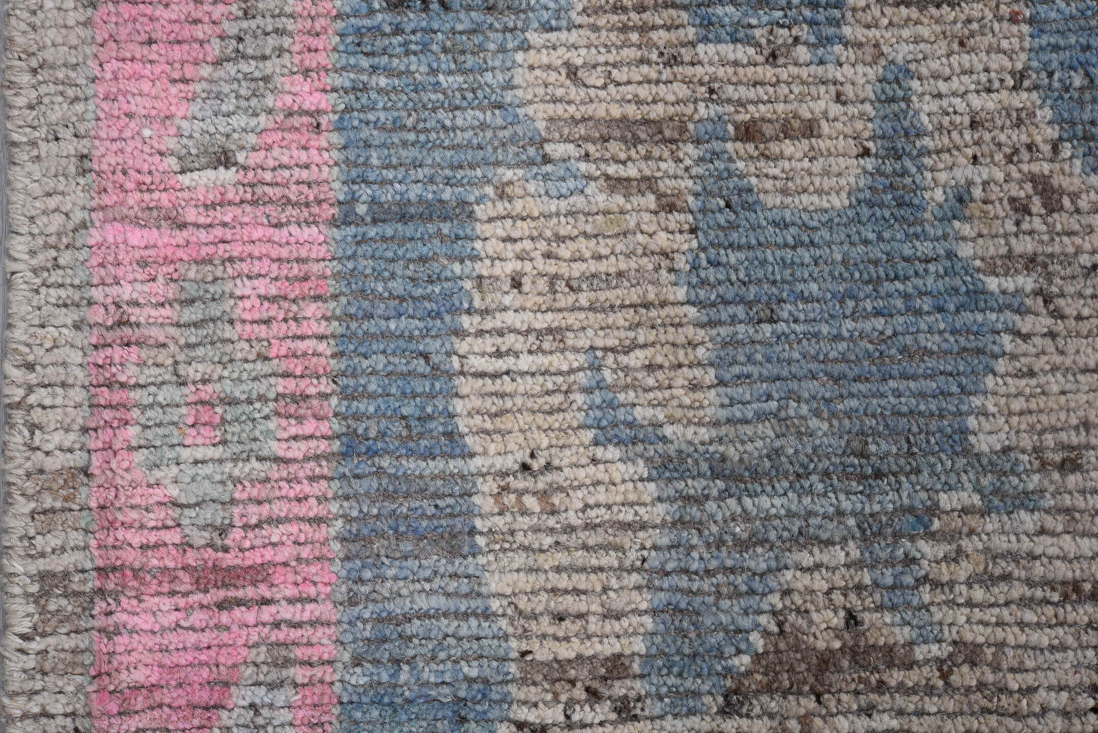 10' x 13' one-of-a-kind handmade vintage Oushak large size rug. Color palette: gray, powder blue, blush pink, ivory, taupe