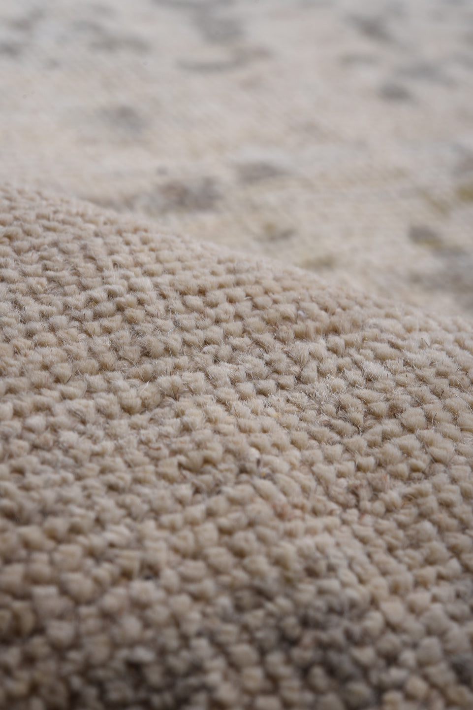 10' x 13' one-of-a-kind handmade vintage Oushak large size rug. Color palette: beige, taupe, gray, ivory
