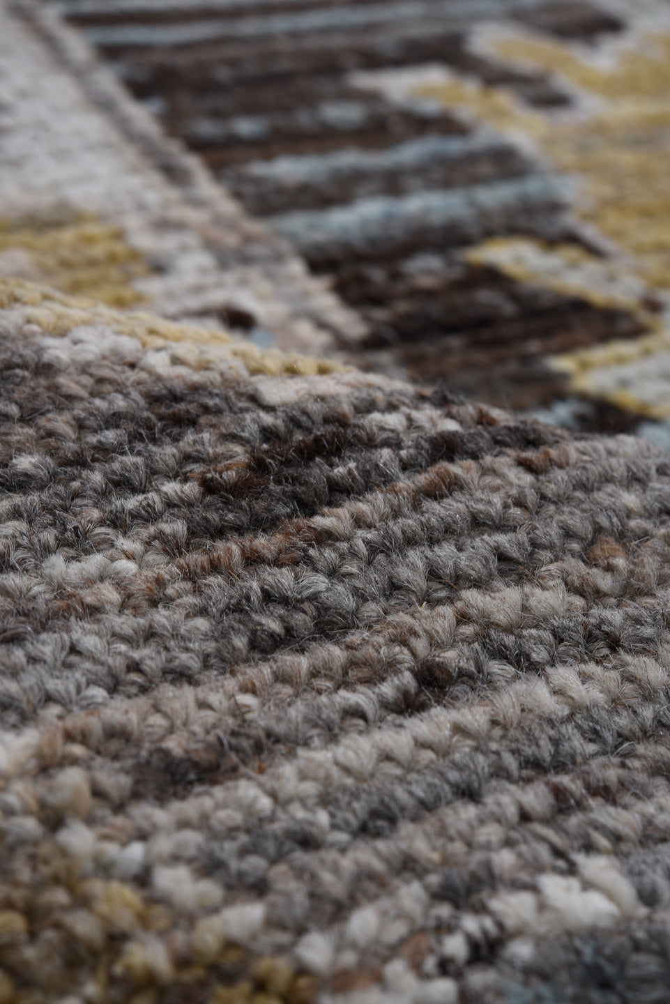 9' x 12' one-of-a-kind handmade vintage Oushak large size rug. Color palette: charcoal, ivory, gold, pink, pale blue, taupe