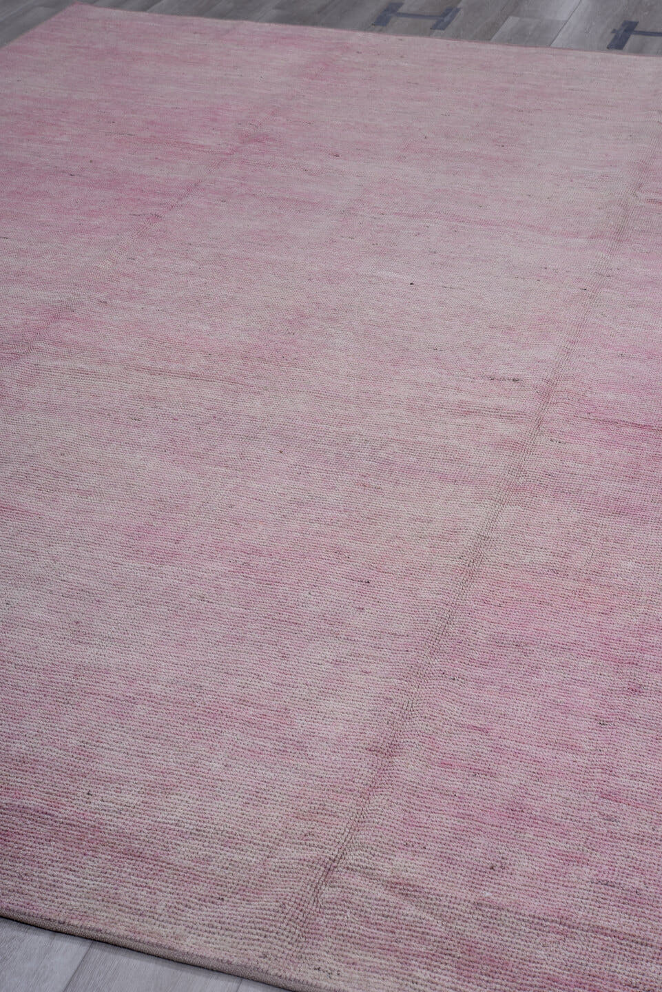 9' x 12' one-of-a-kind handmade vintage Tulu large size rug. Color palette: blush, rose, ivory, taupe, pink, red, beige
