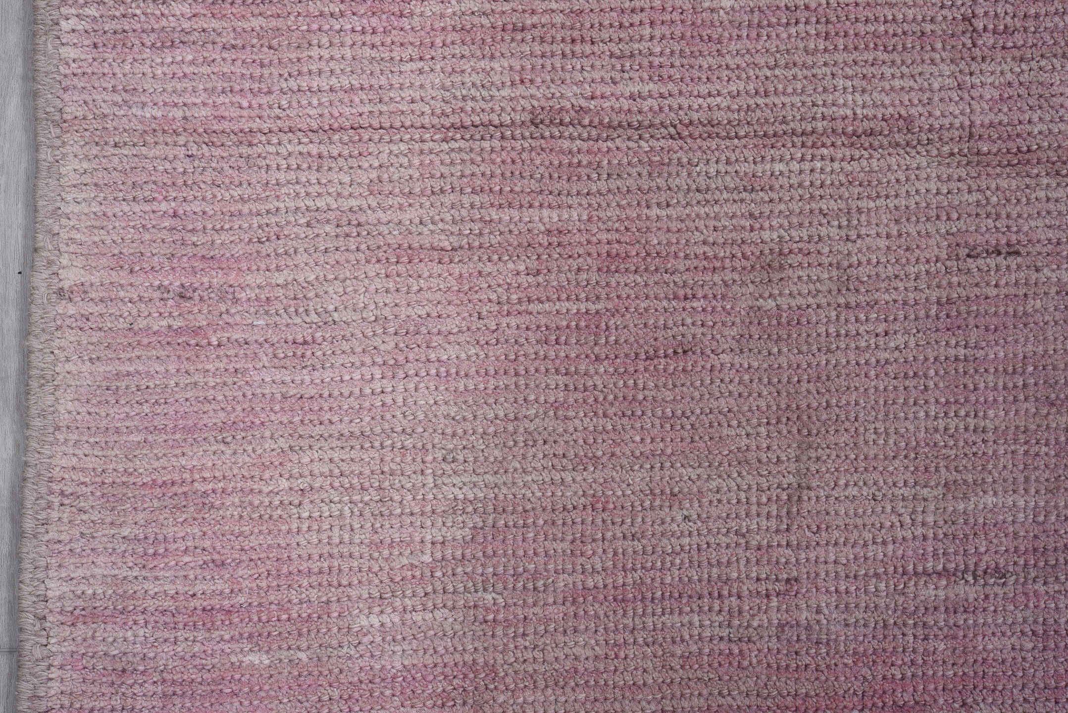 9' x 12' one-of-a-kind handmade vintage Tulu large size rug. Color palette: blush, rose, ivory, taupe, pink, red, beige