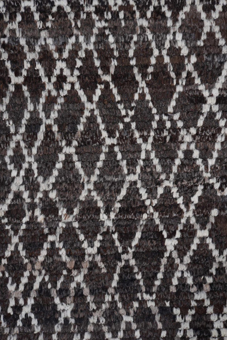 10' x 13' one-of-a-kind handmade vintage Tulu large size rug. Color palette: brown, ivory, charcoal, taupe, gray, black