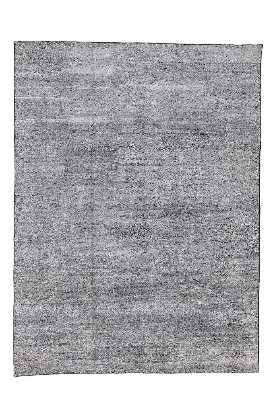 10' x 13' one-of-a-kind handmade vintage Tulu large size rug. Color palette: black, charcoal, dark gray, dim gray, gainsboro