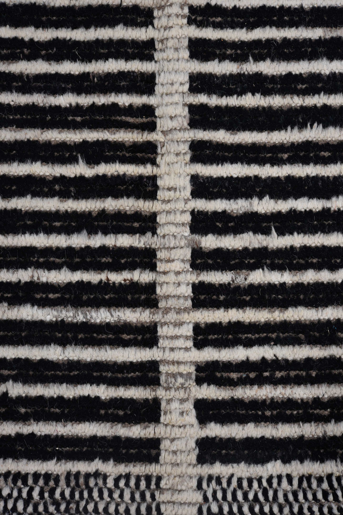 10' x 13' one-of-a-kind handmade vintage Tulu large size rug. Color palette: charcoal, ivory, gray, taupe, black, beige