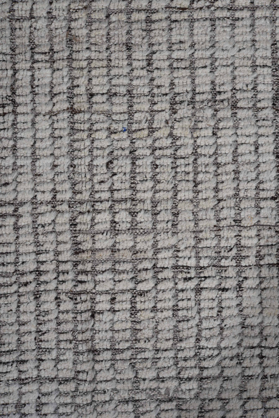 10' x 13' one-of-a-kind handmade vintage Tulu large size rug. Color palette: ivory, gray, charcoal, black