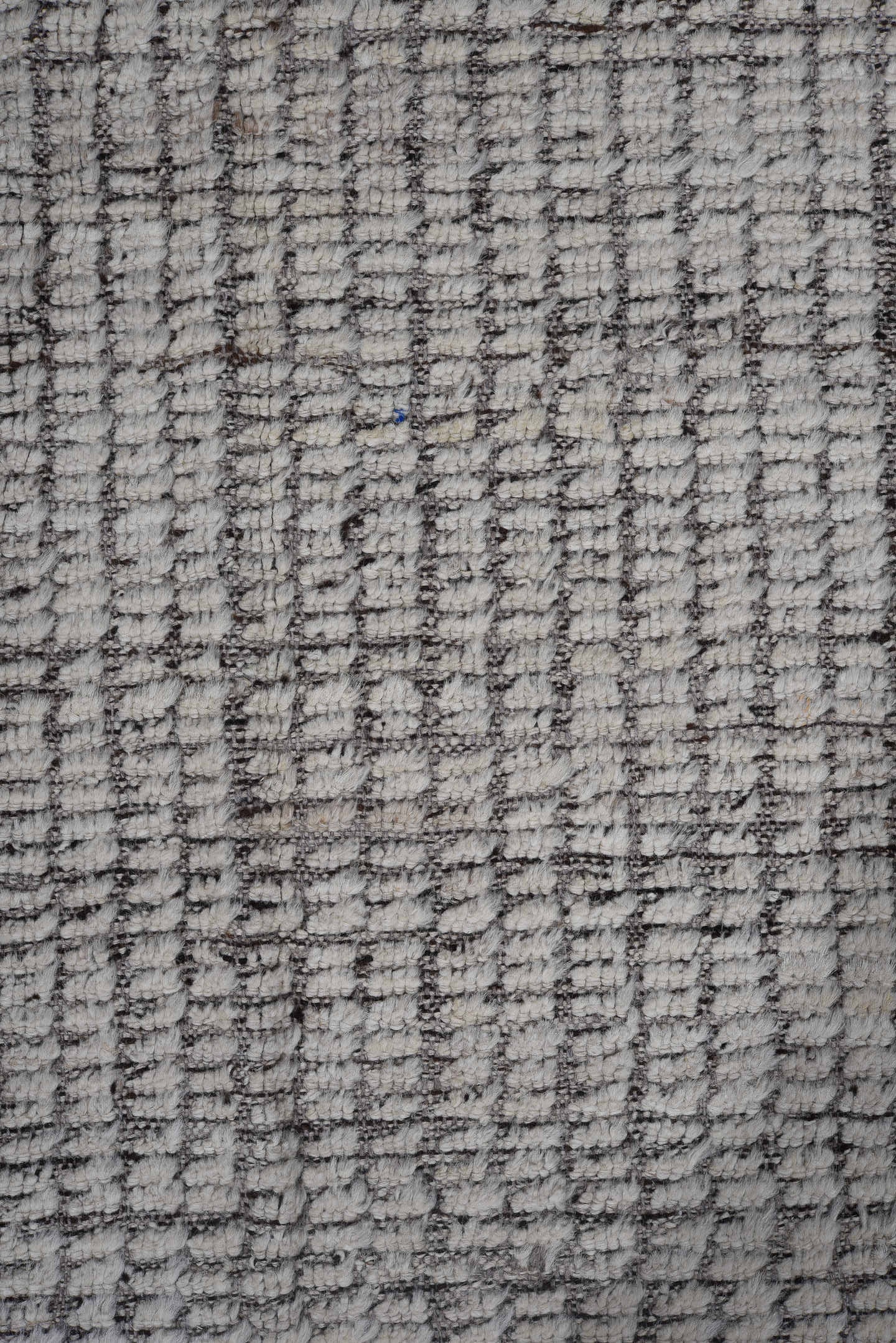 10' x 13' one-of-a-kind handmade vintage Tulu large size rug. Color palette: ivory, gray, charcoal, black