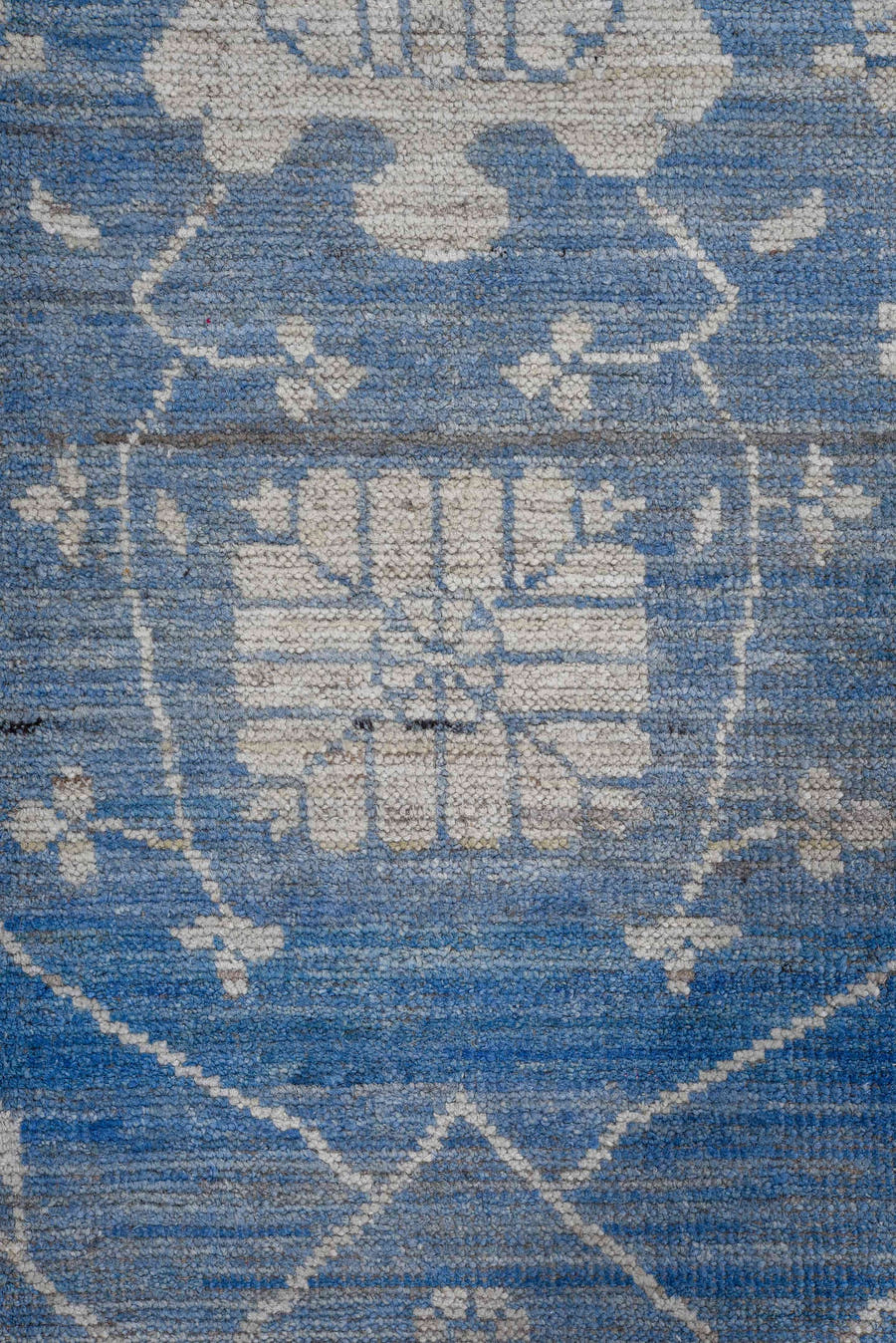 8' x 10' one-of-a-kind handmade vintage Oushak large size rug. Color palette: blue, ivory, slate, taupe, gray, beige