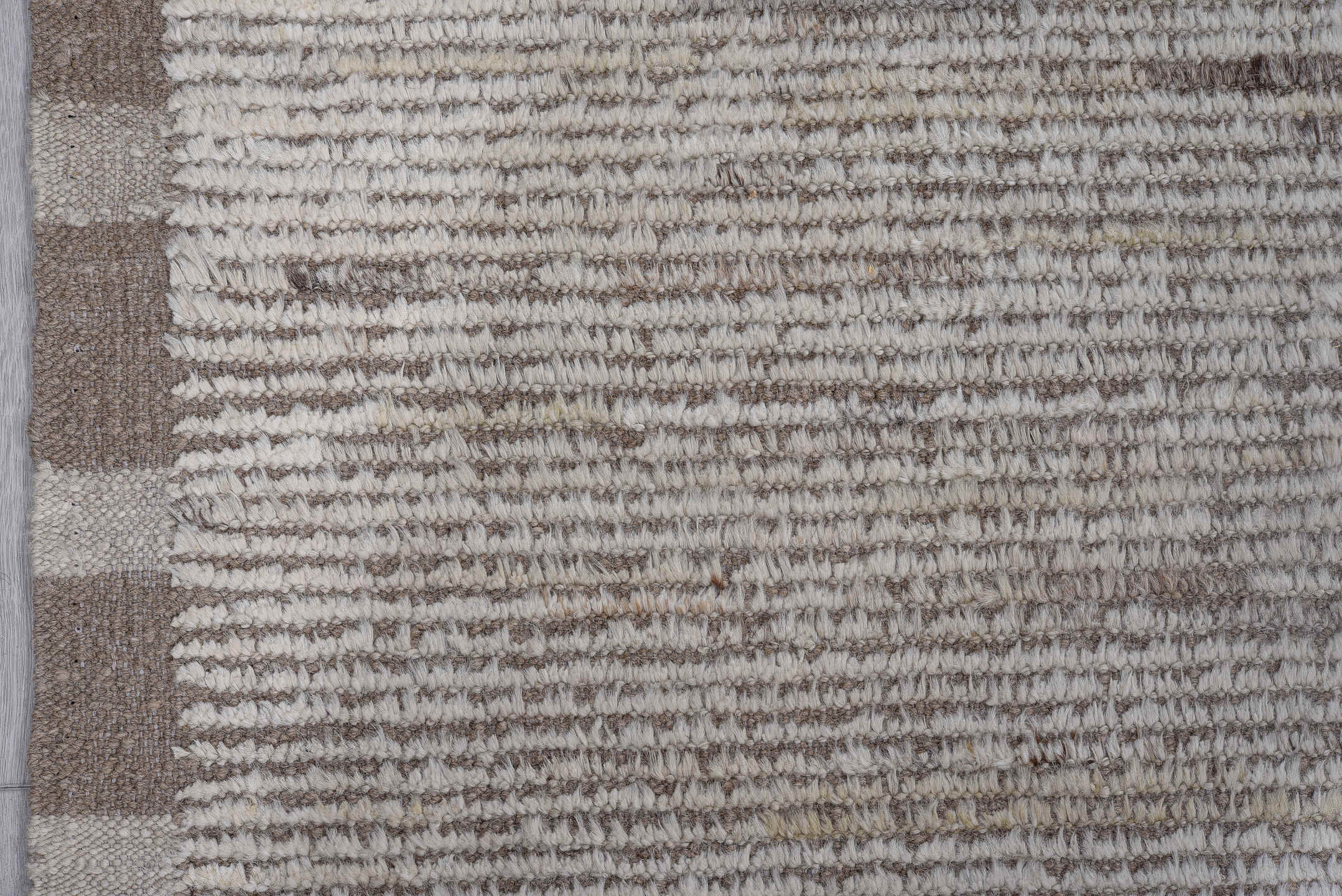 7' x 9' one-of-a-kind handmade vintage Tulu rug. Color palette: dark gray, dim gray, gainsboro, gray, light gray, off-white