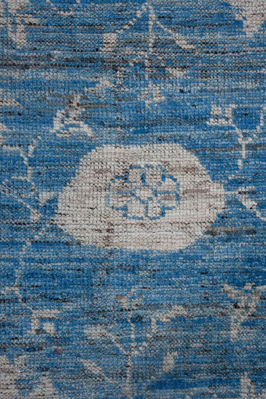 8' x 12' one-of-a-kind handmade vintage Oushak large size rug. Color palette: blue, ivory, sky blue, slate, cream