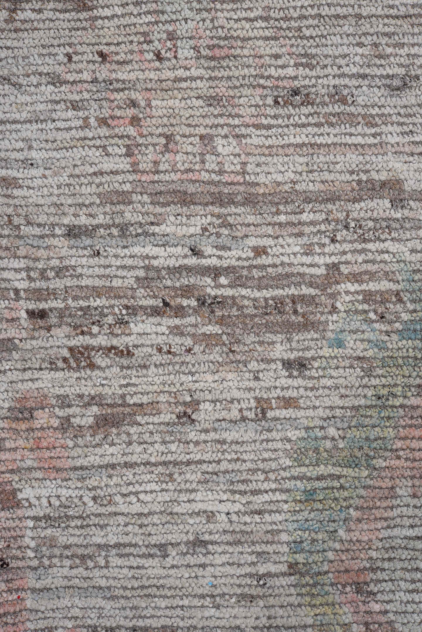 5' x 11' one-of-a-kind handmade vintage Oushak large size rug. Color palette: taupe, ivory, blush, sage, gold, rose, brown
