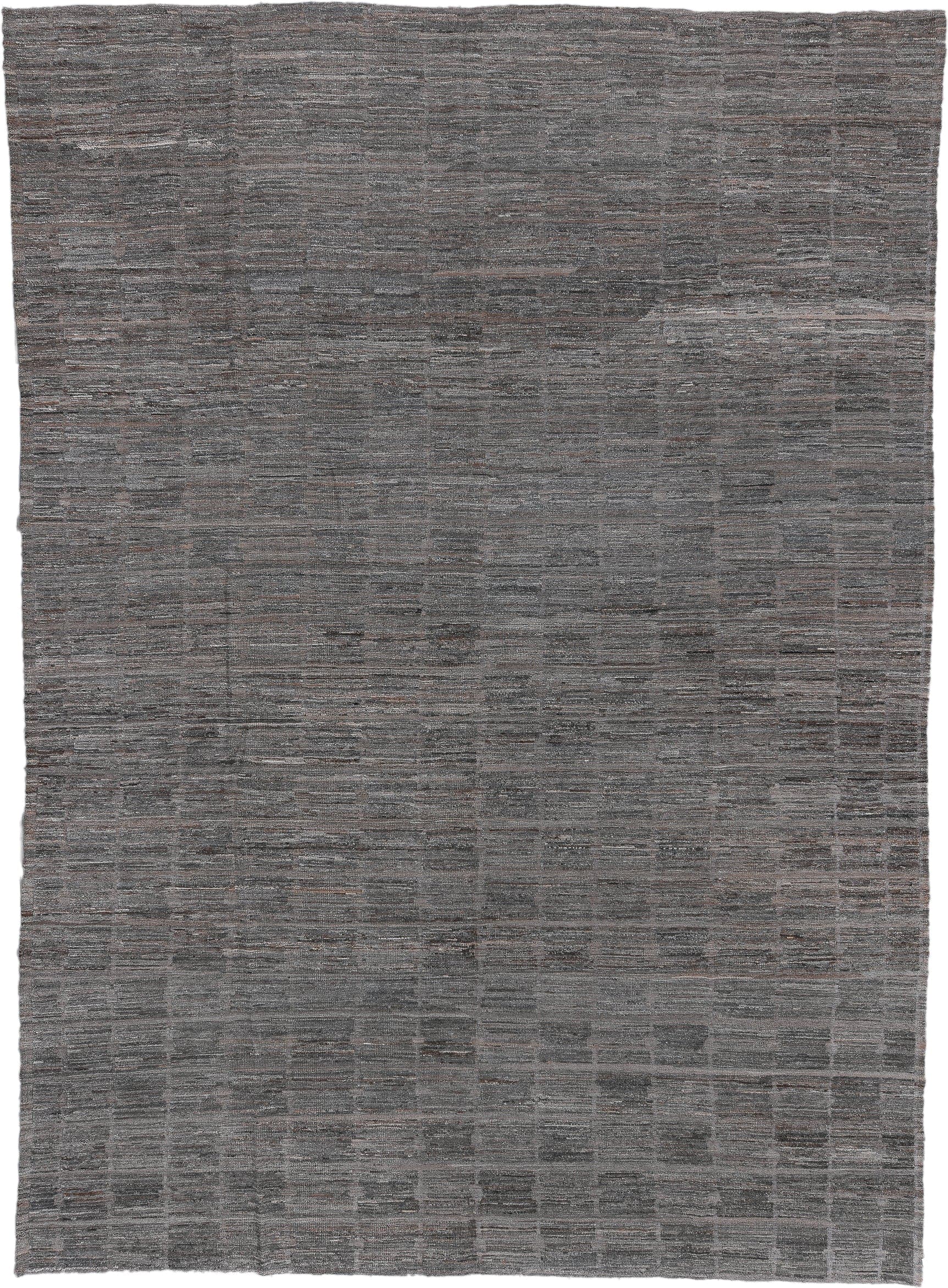 11' x 15' one-of-a-kind handmade vintage Tulu oversize rug. Color palette: charcoal, gray, taupe, slate, rose, black, beige