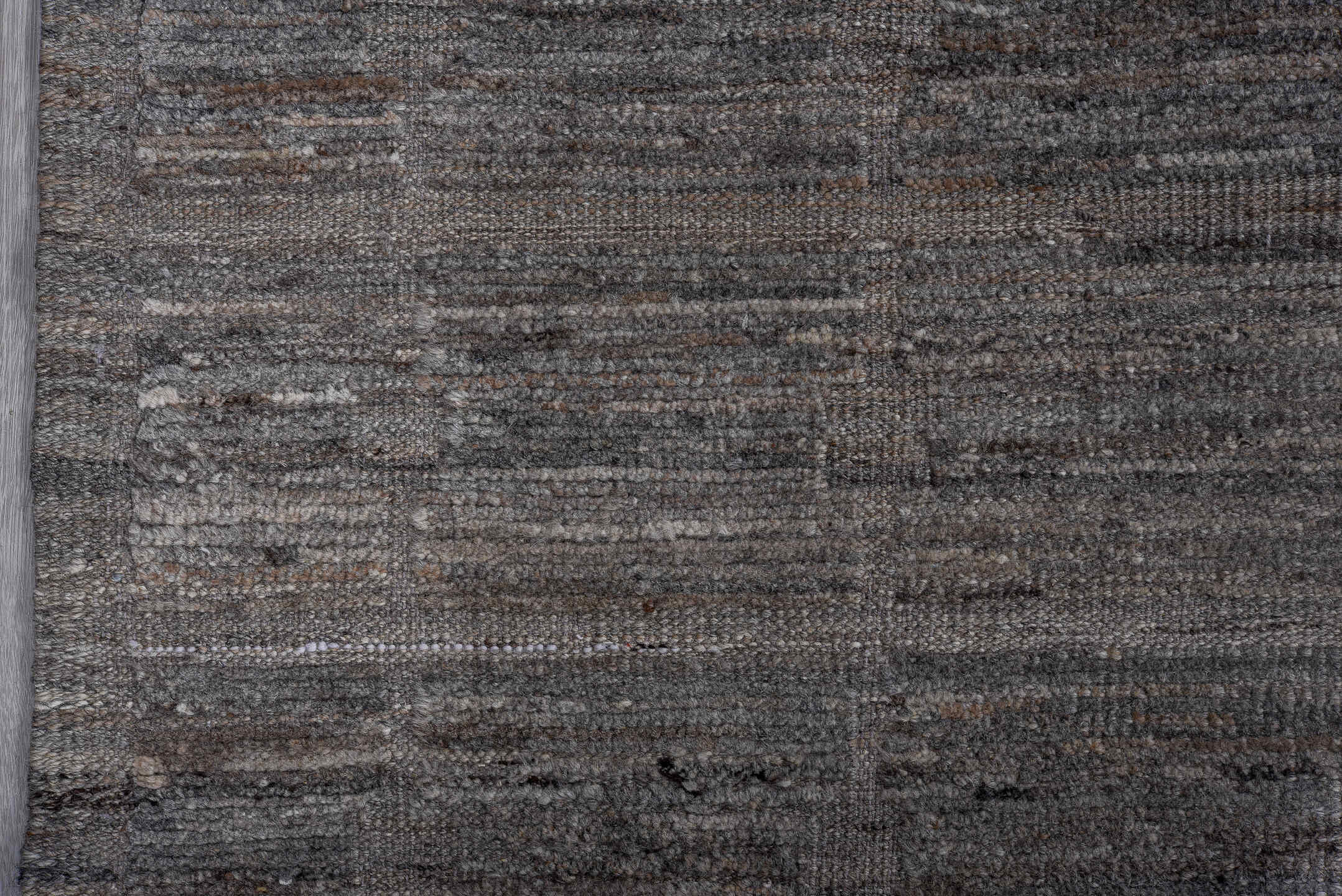 11' x 15' one-of-a-kind handmade vintage Tulu oversize rug. Color palette: charcoal, gray, taupe, slate, rose, black, beige