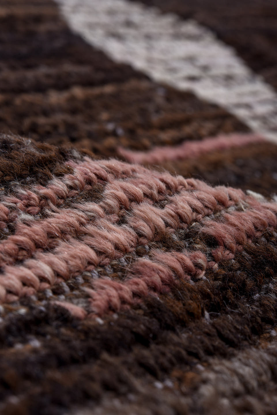 14' x 16' one-of-a-kind handmade vintage Tulu oversize rug. Color palette: brown, ivory, blue, tan, coral, charcoal, beige