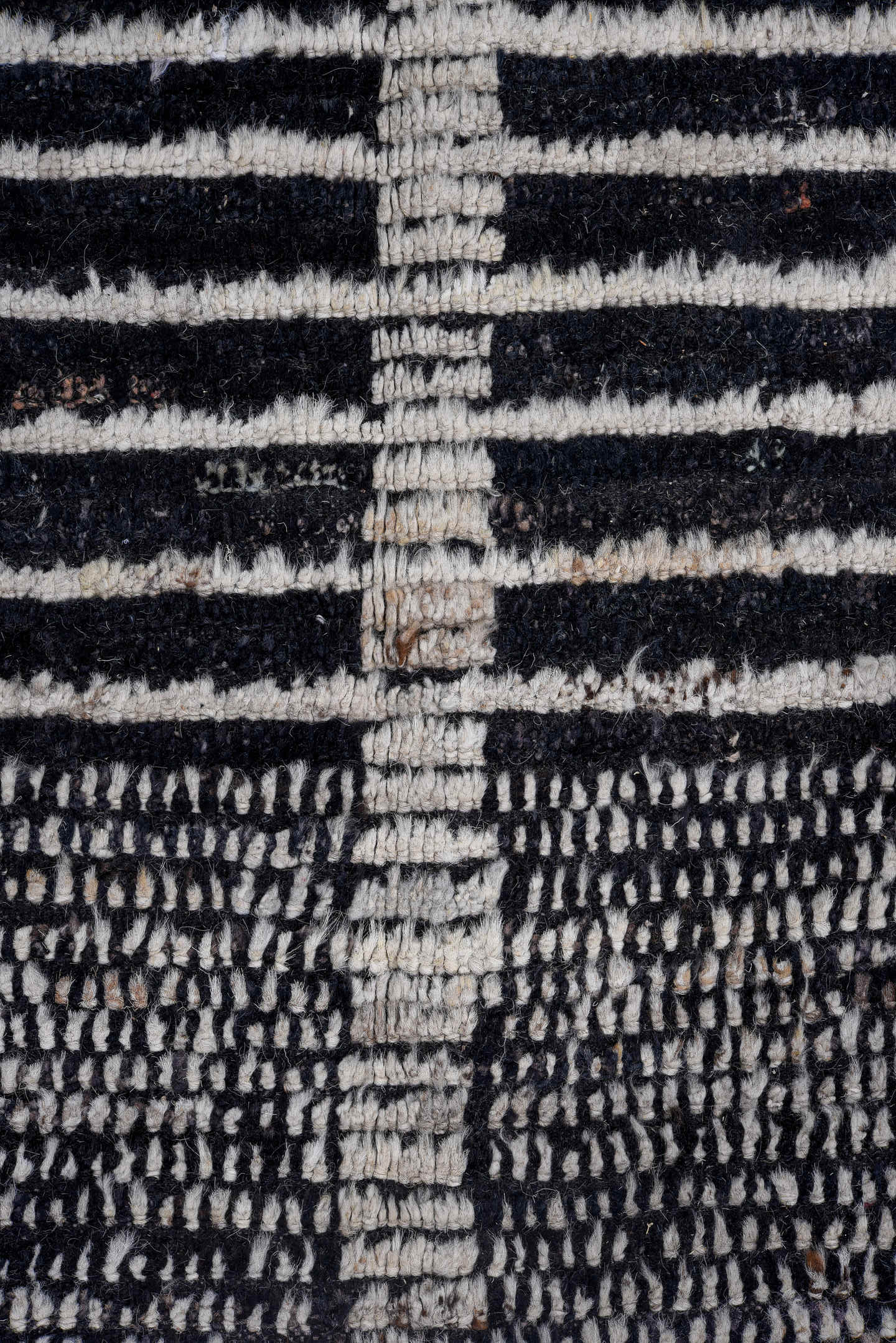13' x 13' one-of-a-kind handmade vintage Tulu oversize rug. Color palette: charcoal, ivory, gray, black