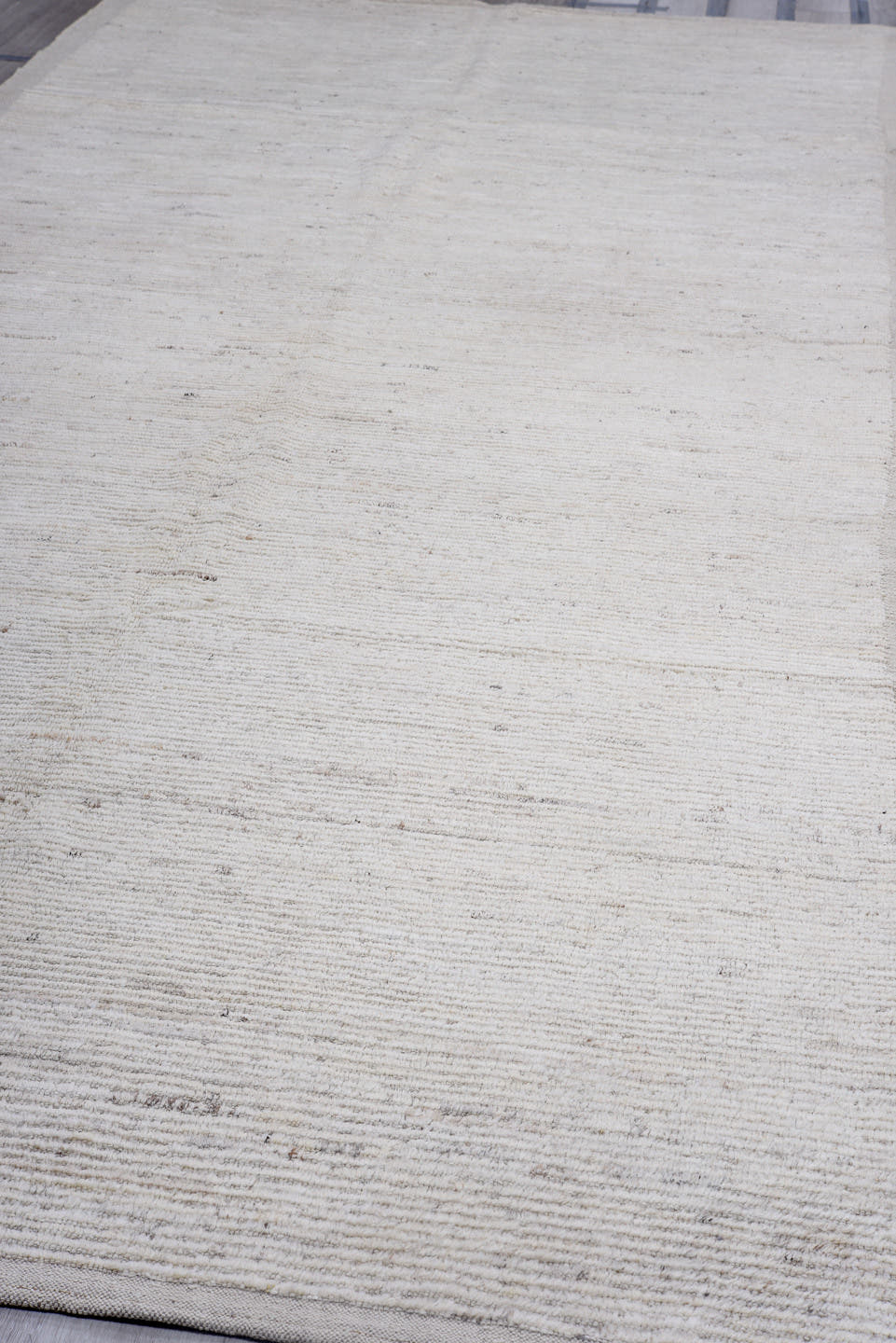 6' x 15' one-of-a-kind handmade vintage Tulu rug. Color palette: ivory, cream, taupe, beige, charcoal, gray, black
