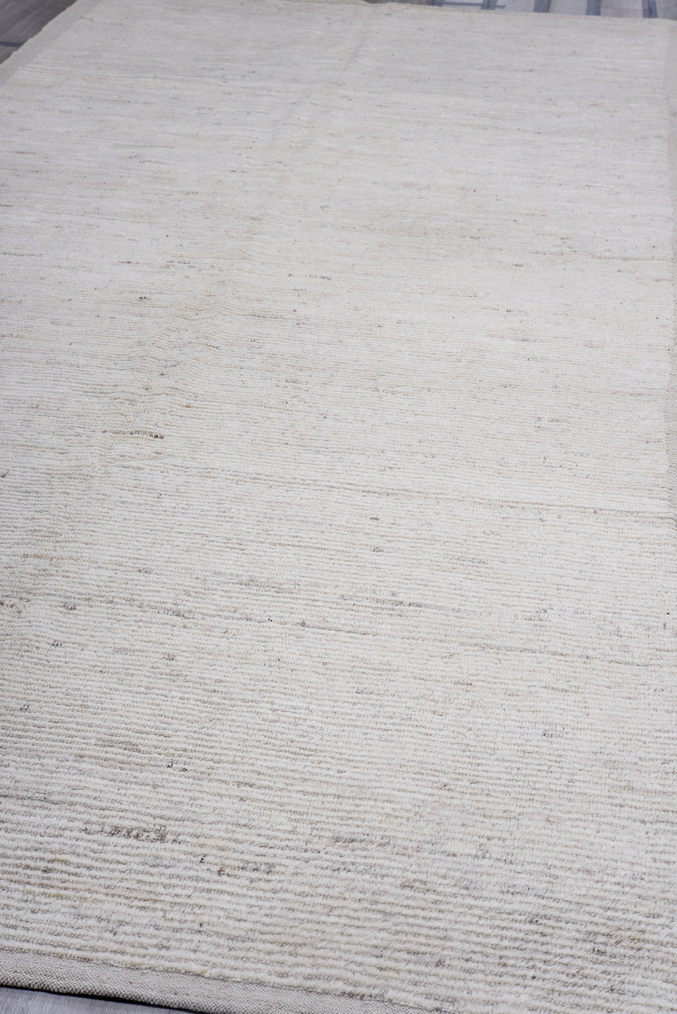6' x 15' one-of-a-kind handmade vintage Tulu rug. Color palette: ivory, cream, taupe, beige, charcoal, gray, black