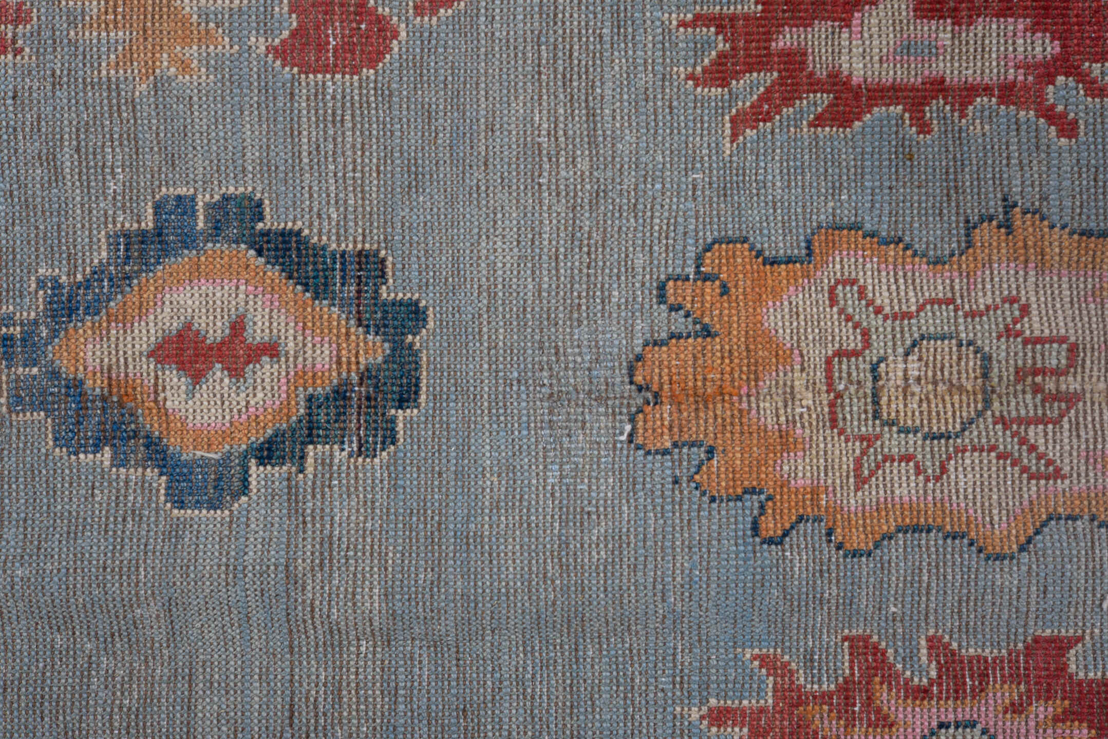 5' x 7' one-of-a-kind handmade vintage Oushak rug. Color palette: black, brown, charcoal, dark gray, gray, light gray, pink