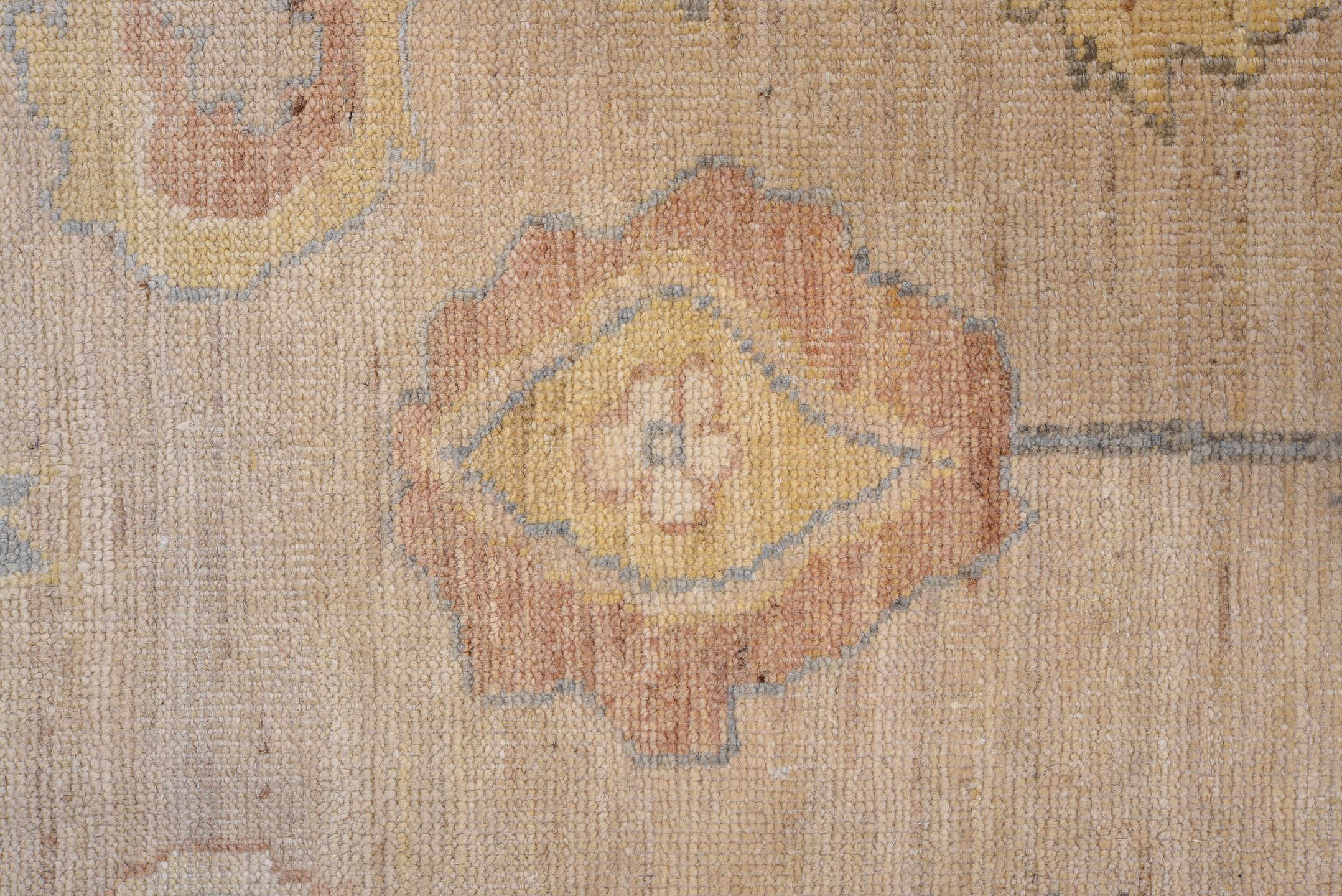 10' x 13' one-of-a-kind handmade vintage Oushak large size rug. Color palette: brown, gray, light gray, off-white, orange