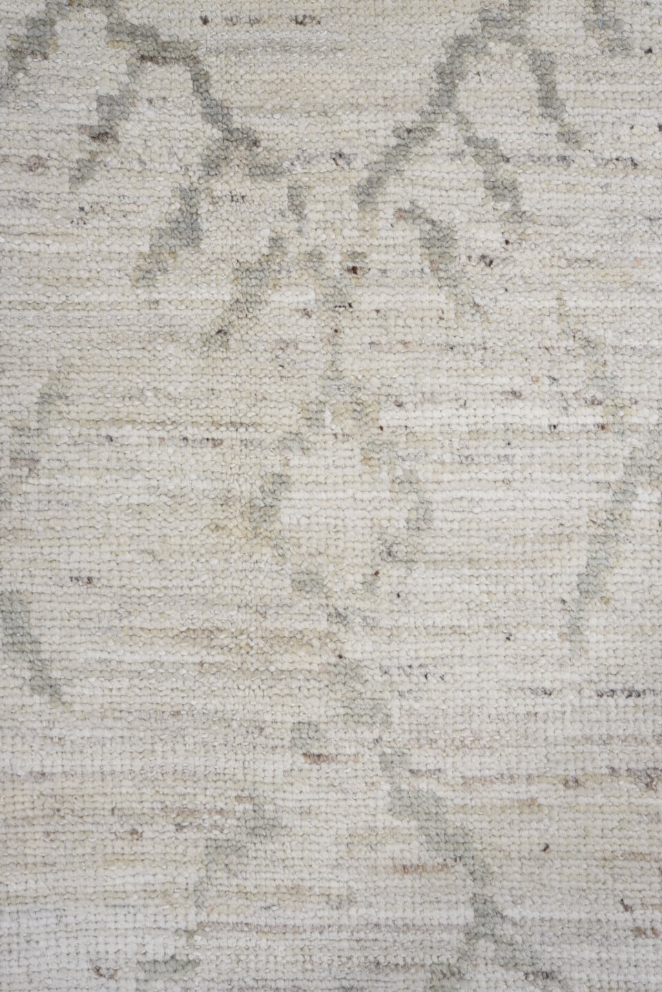 8' x 11' one-of-a-kind handmade vintage Oushak large size rug. Color palette: ivory, cream, taupe, sage, beige, sand, gray