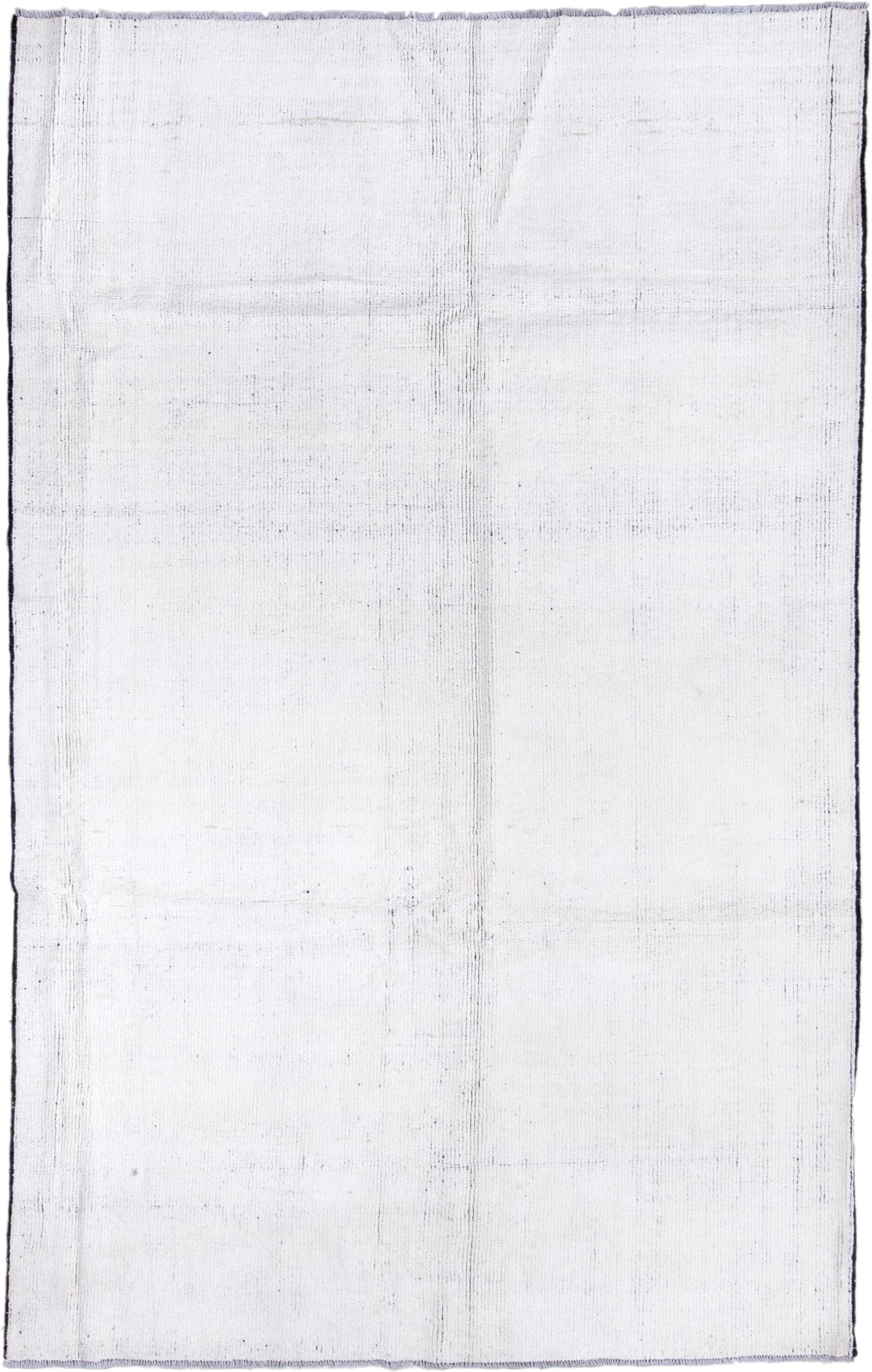 6' x 9' one-of-a-kind handmade vintage Tulu large size rug. Color palette: ivory, charcoal, gray, black