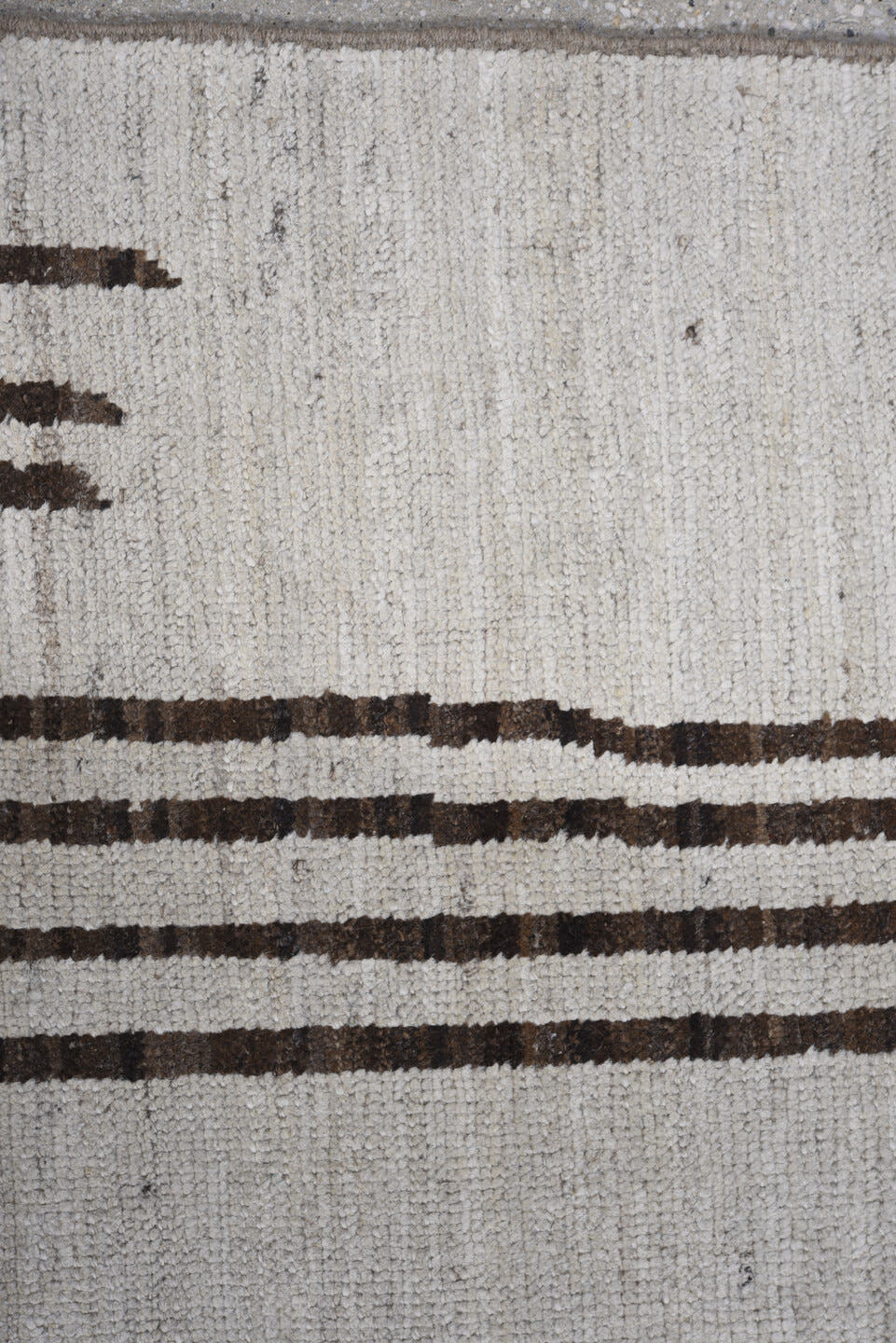 9' x 11' one-of-a-kind handmade vintage Tulu large size rug. Color palette: ivory, brown, taupe, charcoal, beige, gray