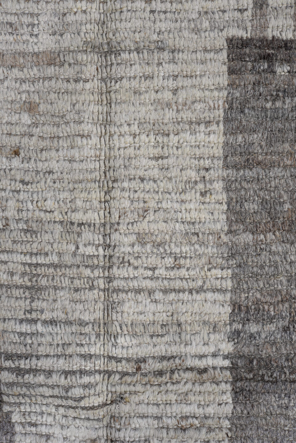 10' x 13' one-of-a-kind handmade vintage Tulu large size rug. Color palette: ivory, gray, taupe, charcoal, brown, beige