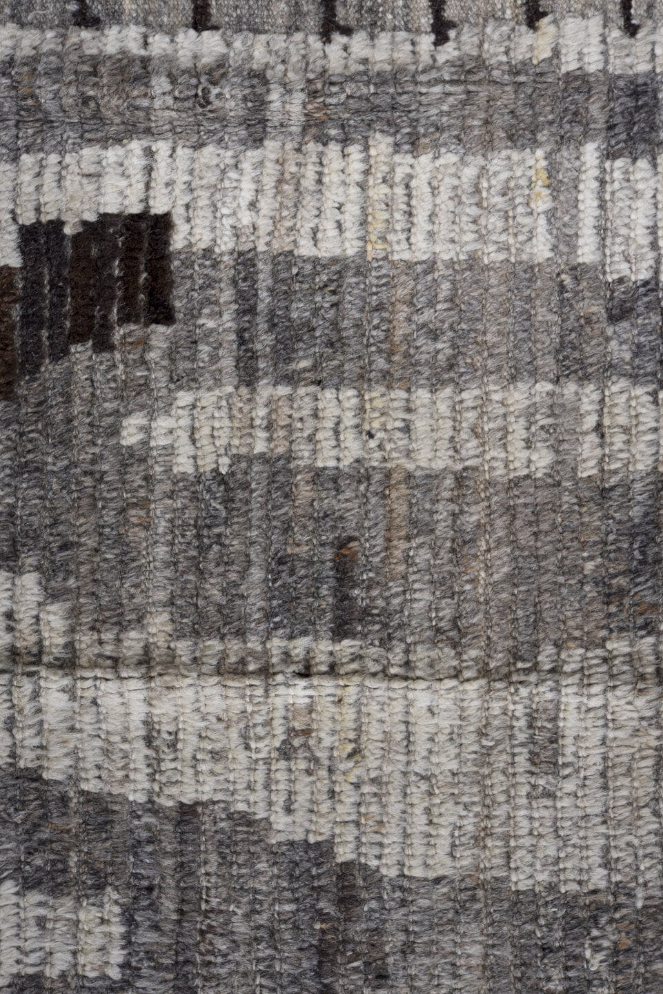10' x 13' one-of-a-kind handmade vintage Tulu large size rug. Color palette: ivory, gray, taupe, charcoal, brown, beige