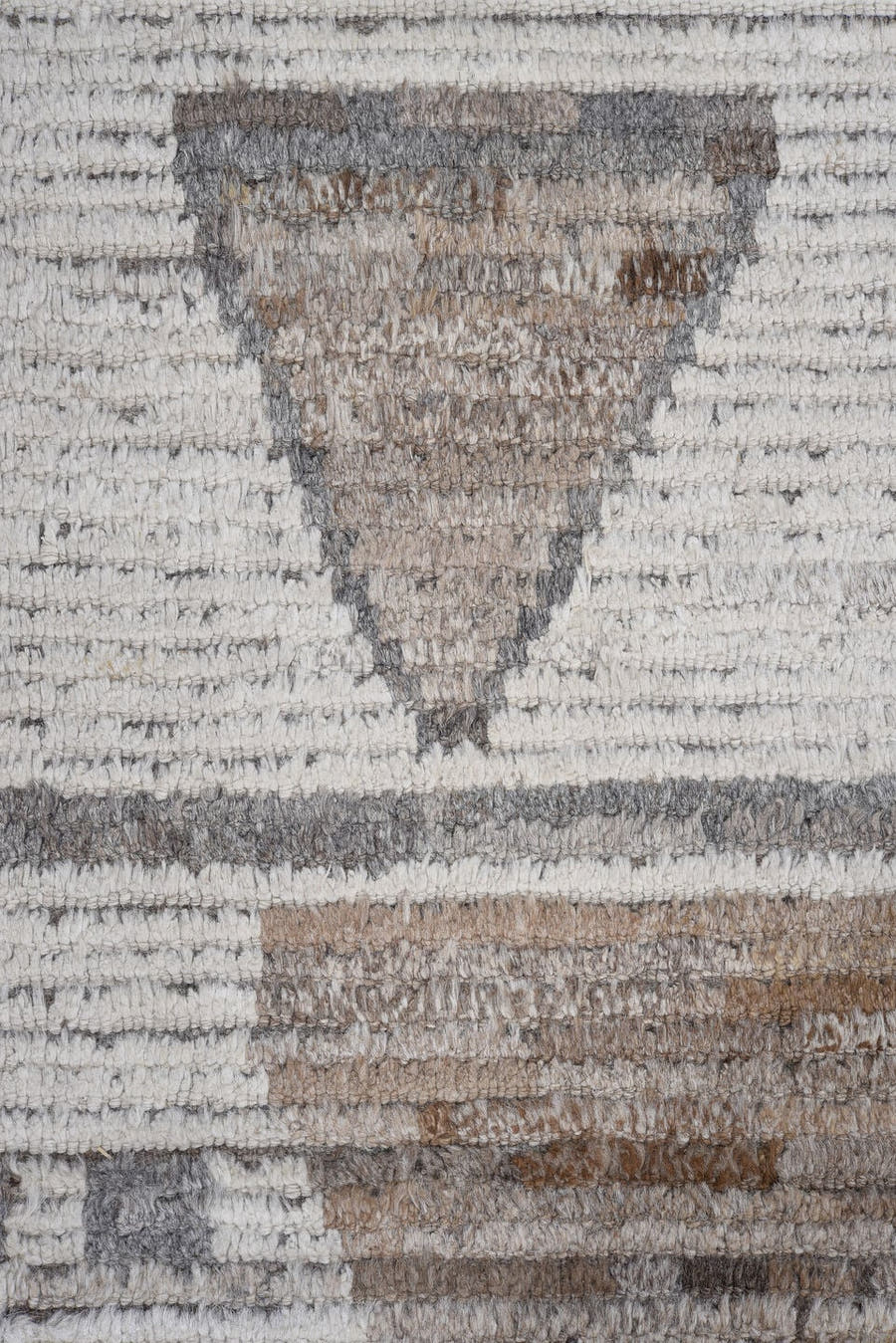 11' x 13' one-of-a-kind handmade vintage Tulu oversize rug. Color palette: ivory, taupe, gray, brown, beige
