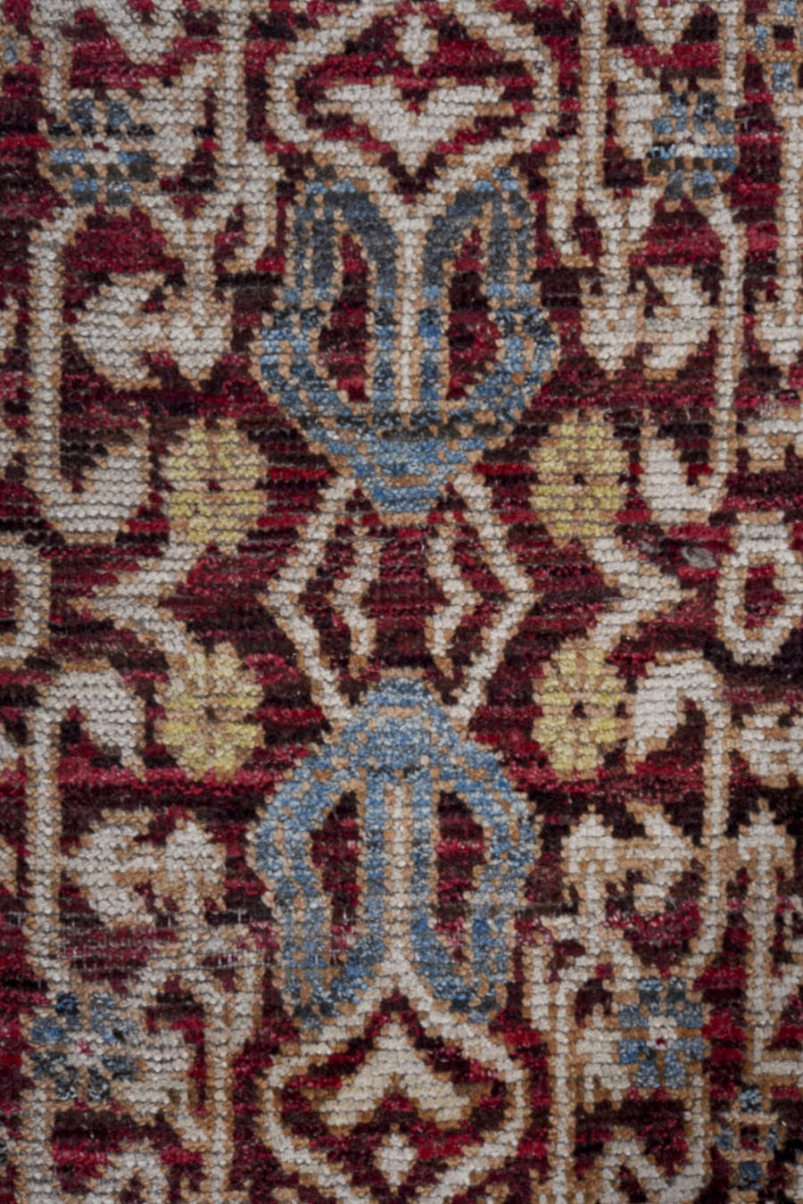 10' x 14' one-of-a-kind handmade vintage Khotan large size rug. Color palette: burgundy, ivory, slate, blue, rose, charcoal