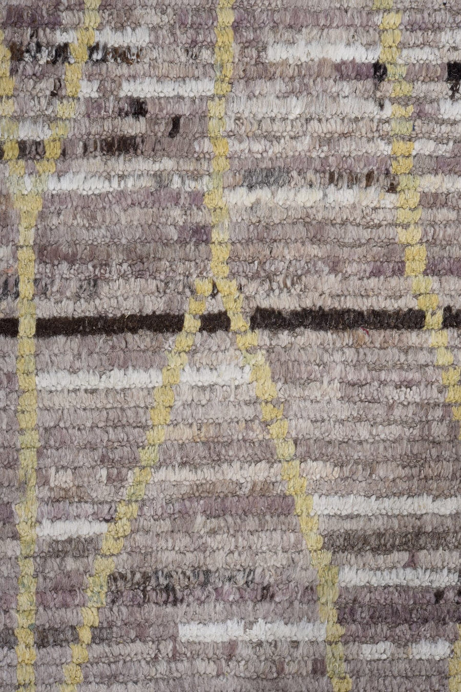 8' x 11' one-of-a-kind handmade vintage Tulu large size rug. Color palette: taupe, ivory, charcoal, cream, pale gold, greige