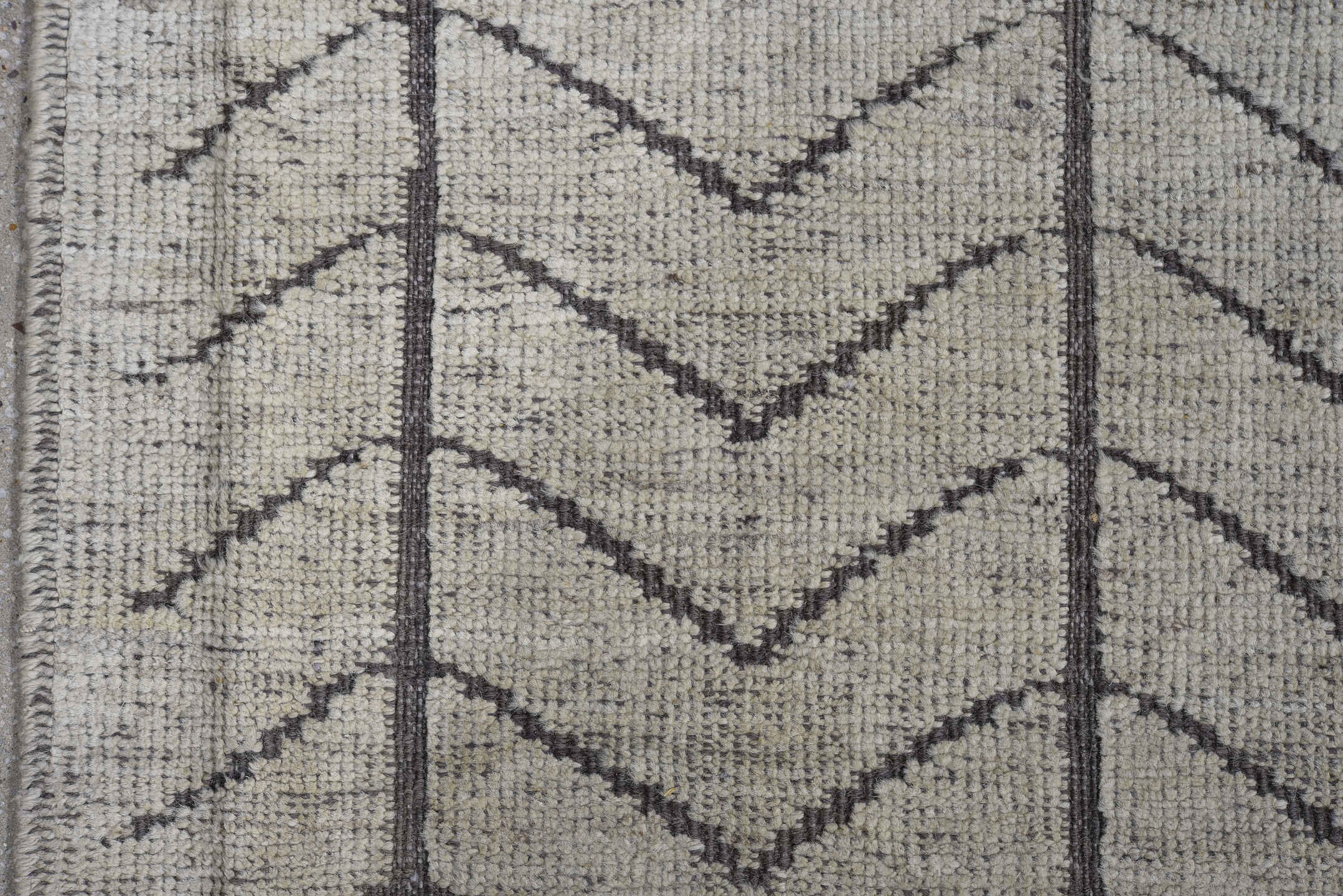 8' x 11' one-of-a-kind handmade vintage Tulu large size rug. Color palette: ivory, charcoal, gray, black