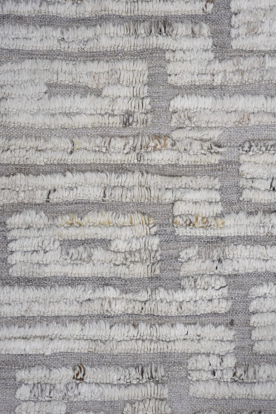 12' x 15' one-of-a-kind handmade vintage Tulu oversize rug. Color palette: ivory, light gray, taupe, greige, beige, gray