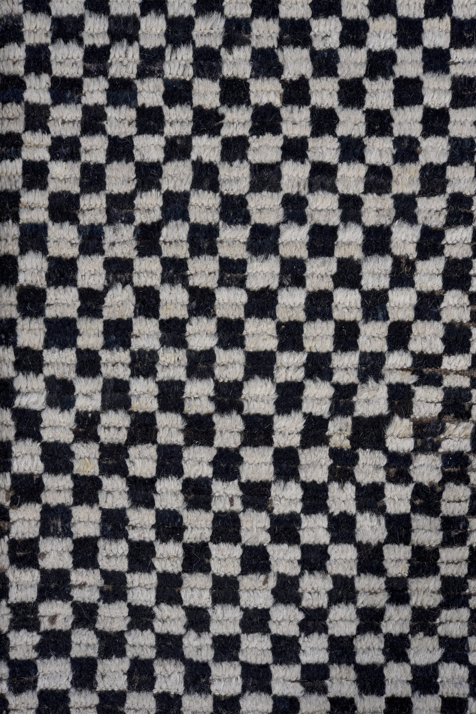 9' x 12' one-of-a-kind handmade vintage Tulu large size rug. Color palette: black, blue, dark gray, gainsboro, gray