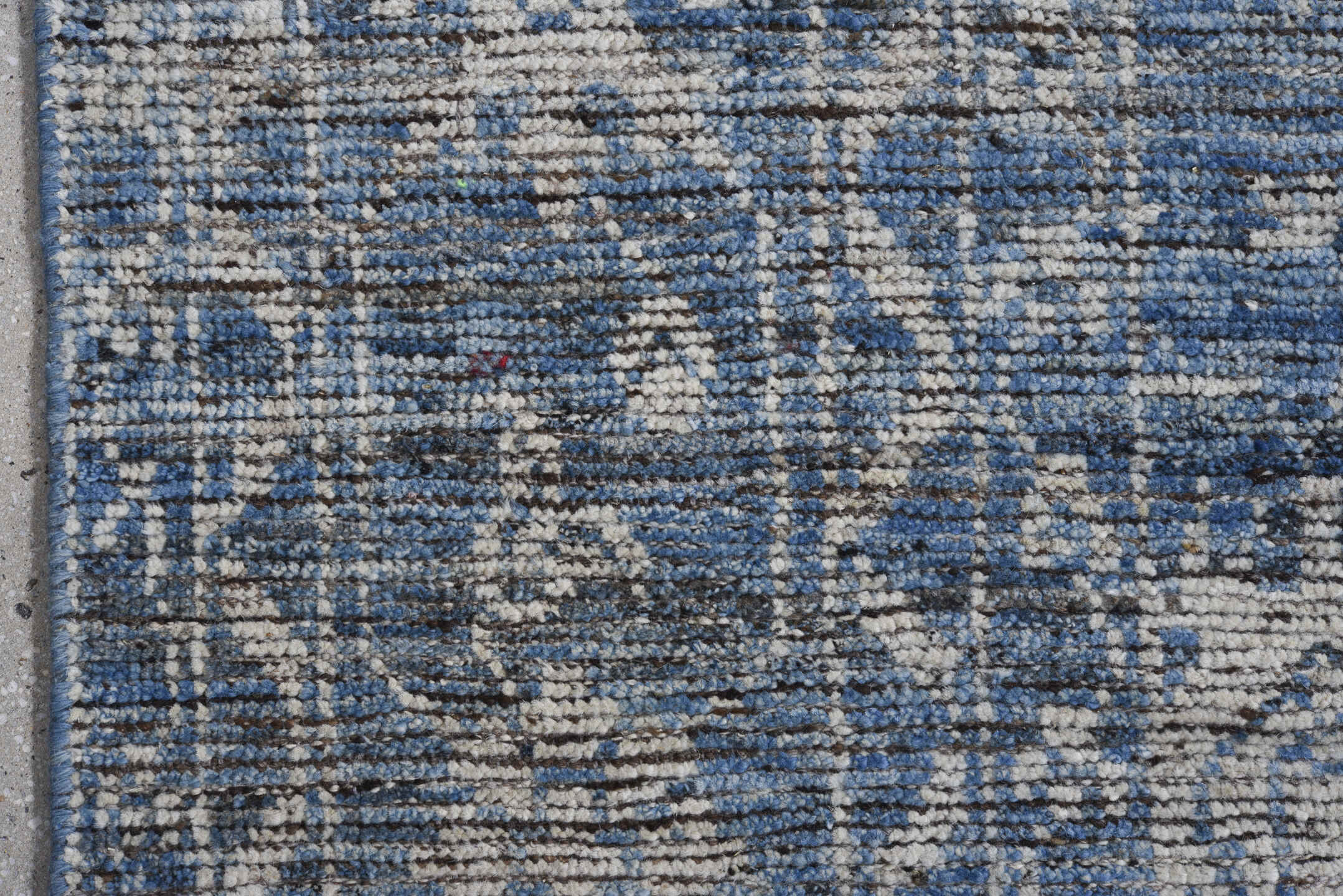 9' x 12' one-of-a-kind handmade vintage Oushak large size rug. Color palette: blue, ivory, slate, steel blue, charcoal, gray