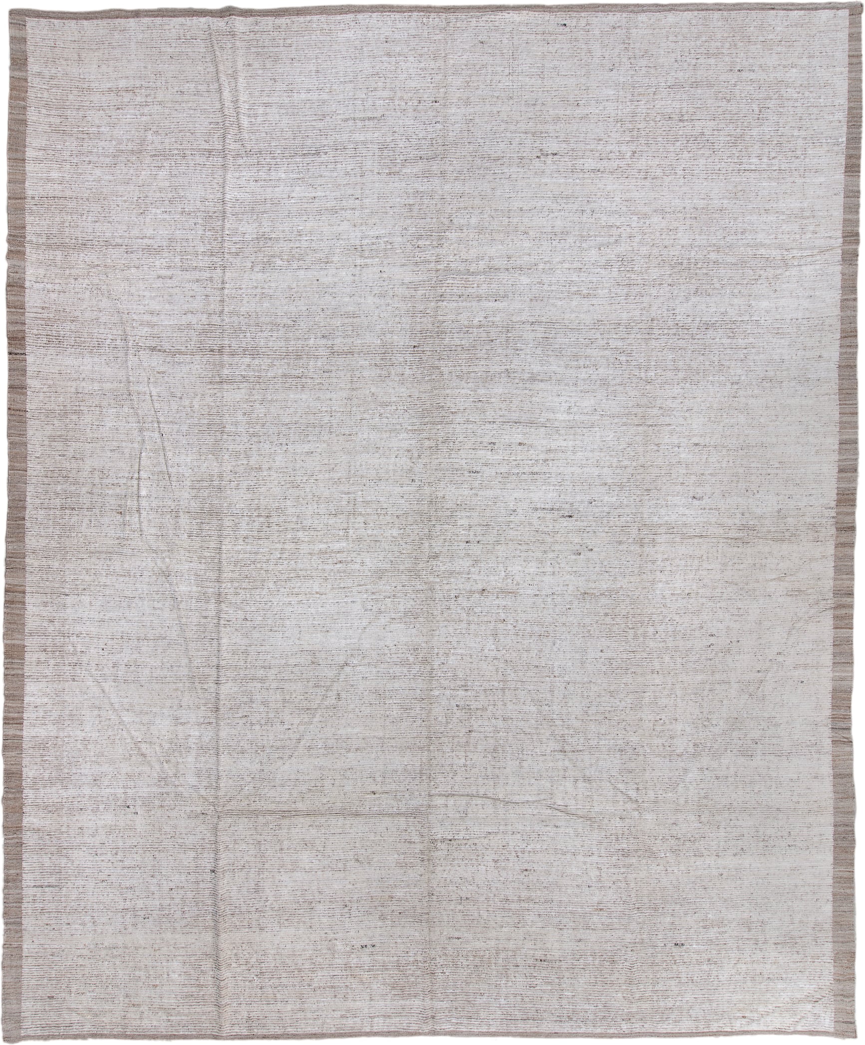 13' x 16' one-of-a-kind handmade vintage Tulu oversize rug. Color palette: ivory, taupe, beige, stone, gray