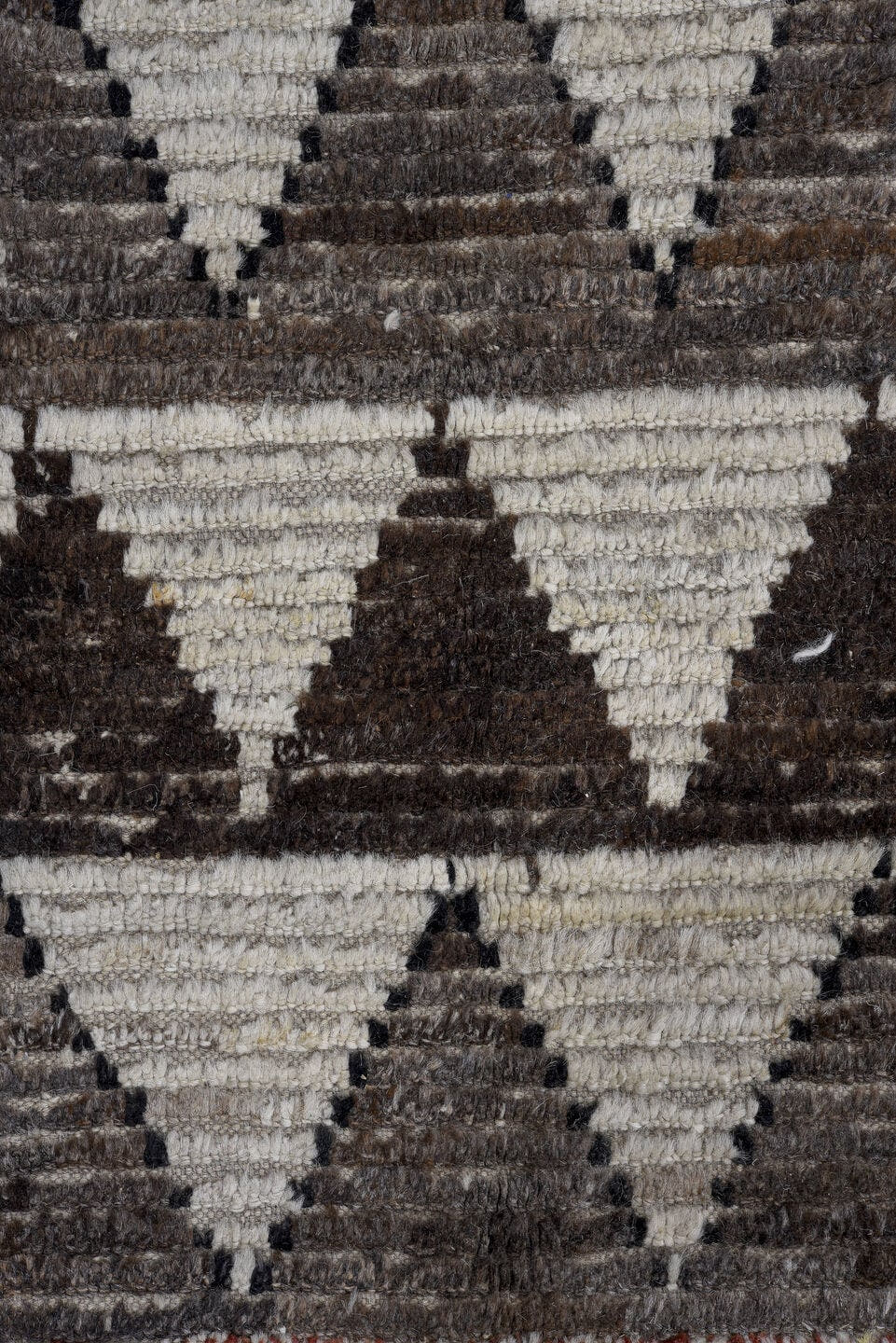 13' x 15' one-of-a-kind handmade vintage Tulu oversize rug. Color palette: ivory, charcoal, taupe, brown, soft blue, blush