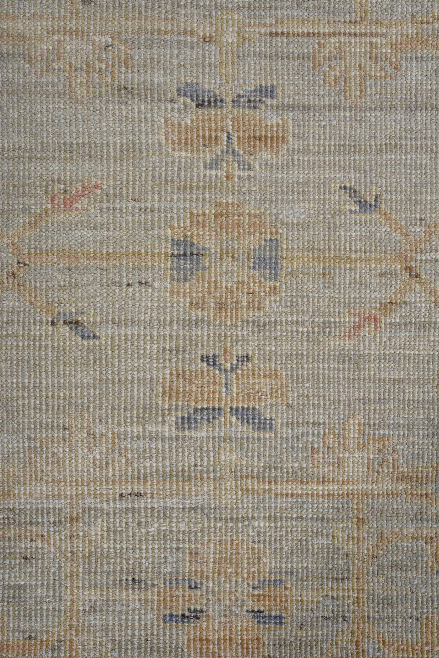 3' x 10' one-of-a-kind handmade vintage Oushak runner rug. Color palette: beige, ivory, taupe, pale blue, camel, blush, sage