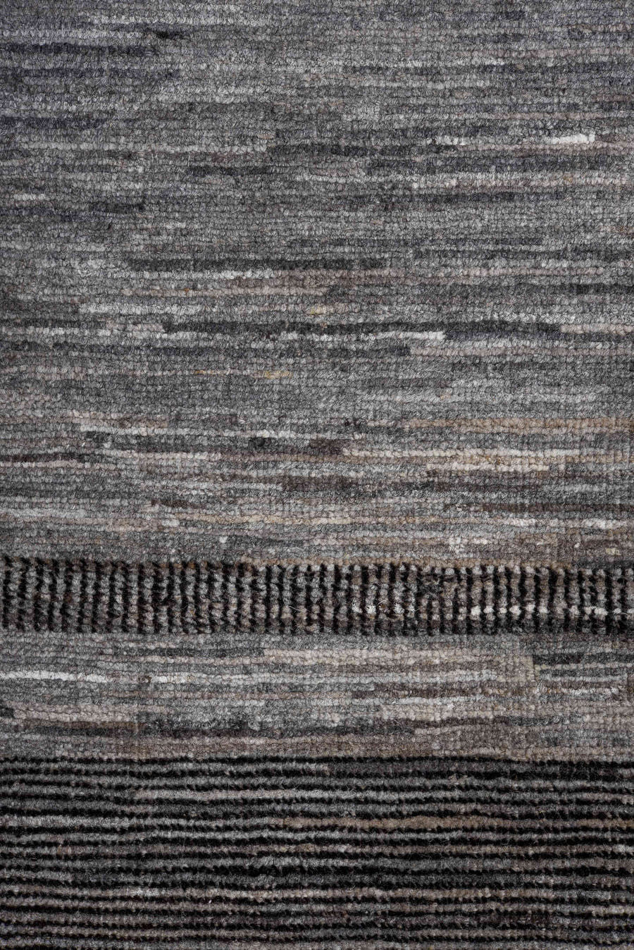 8' x 9' one-of-a-kind handmade vintage Tulu large size rug. Color palette: gray, charcoal, slate, ivory, black